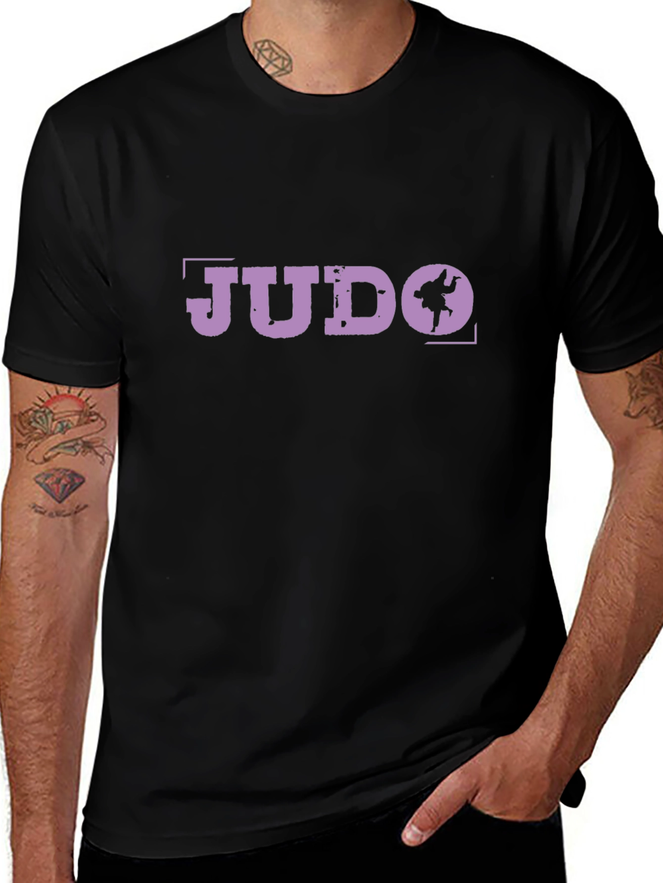 Judo Graphic Print Black T-Shirt
