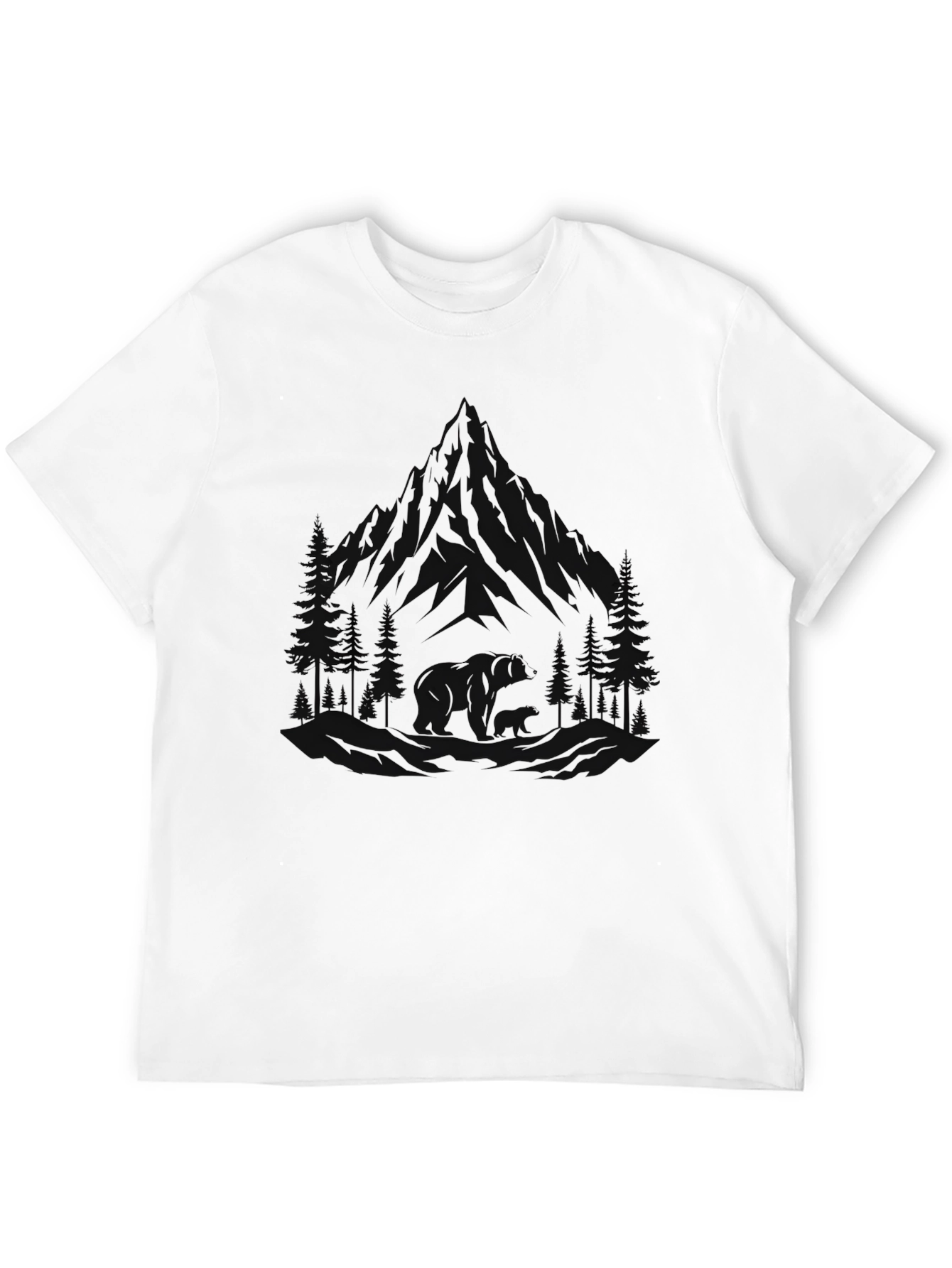 Mountain Landscape Graphic Tee - Black Unisex T-Shirt
