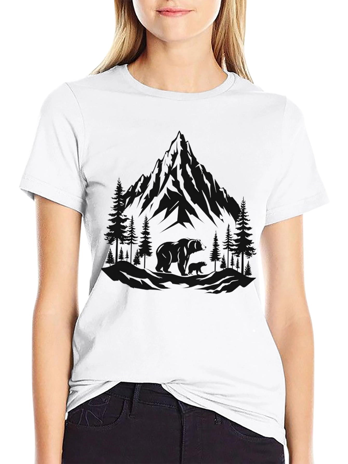 Mountain Landscape Graphic Tee - Black Unisex T-Shirt