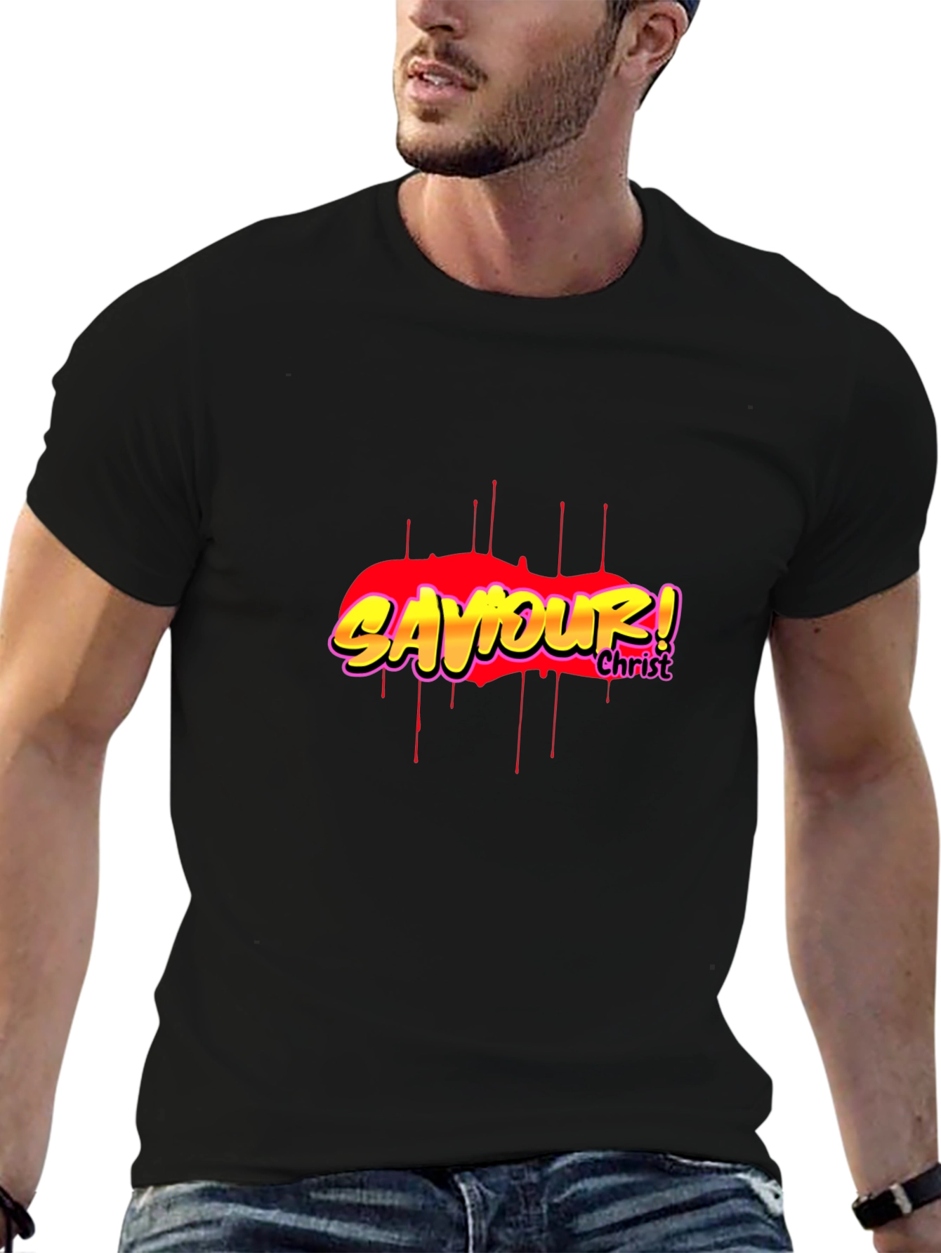Saviour! Christ Graphic Black T-Shirt
