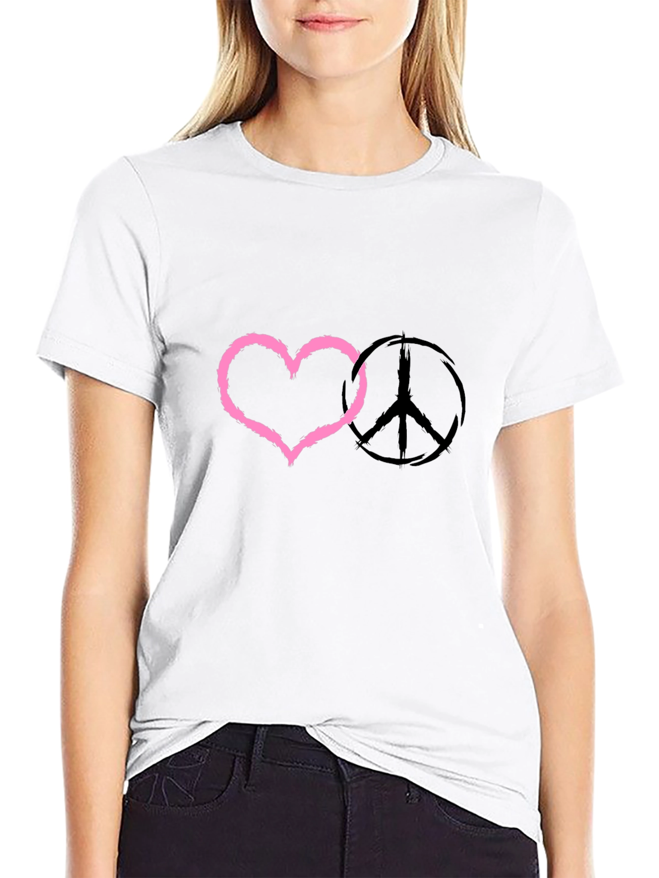 Peace & Love Black T-Shirt