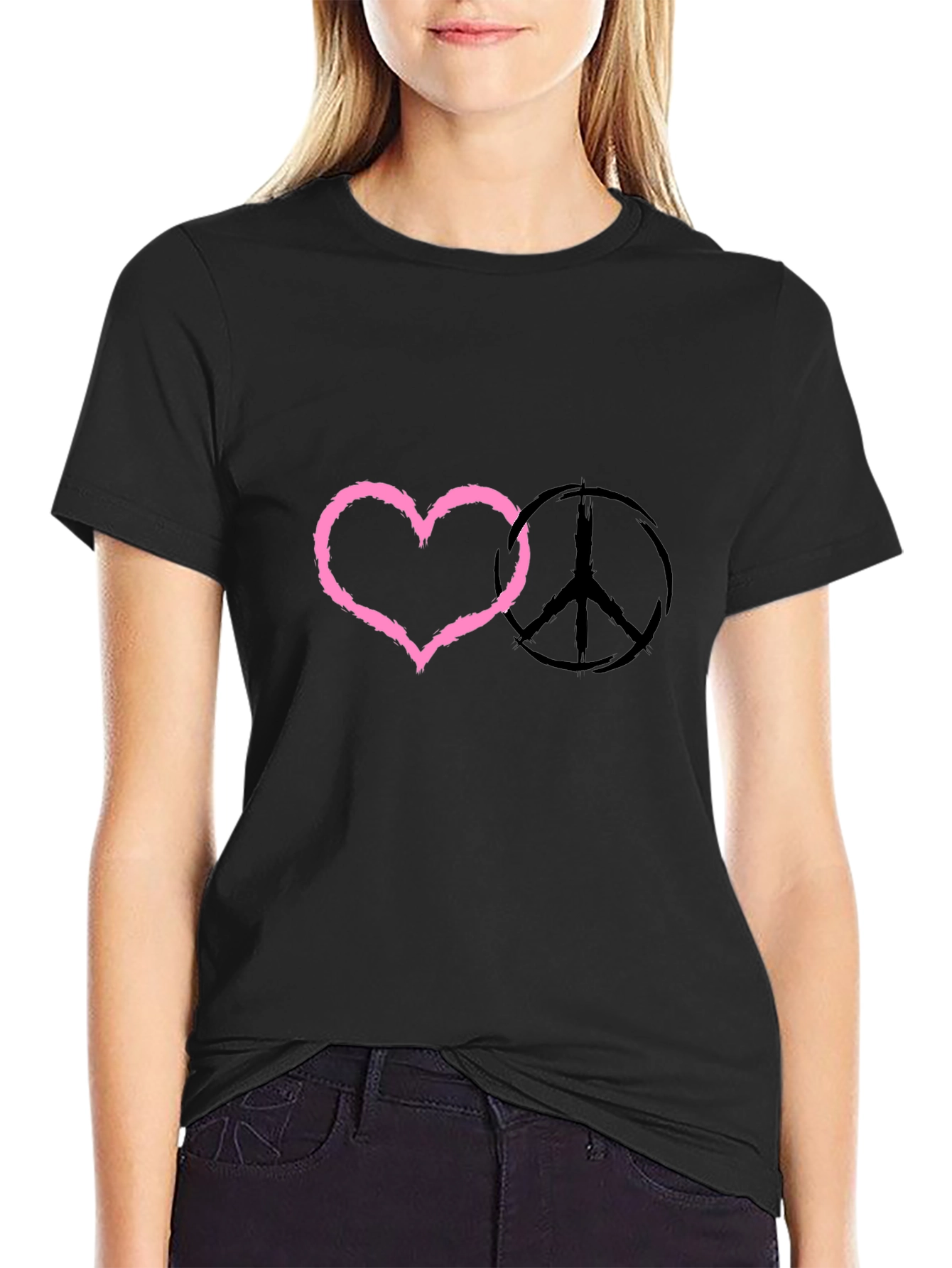 Peace & Love Black T-Shirt