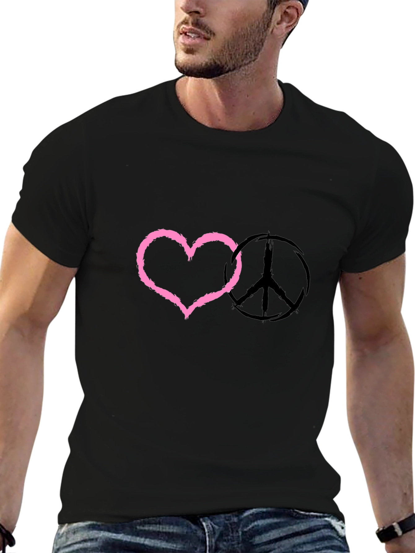 Peace & Love Black T-Shirt