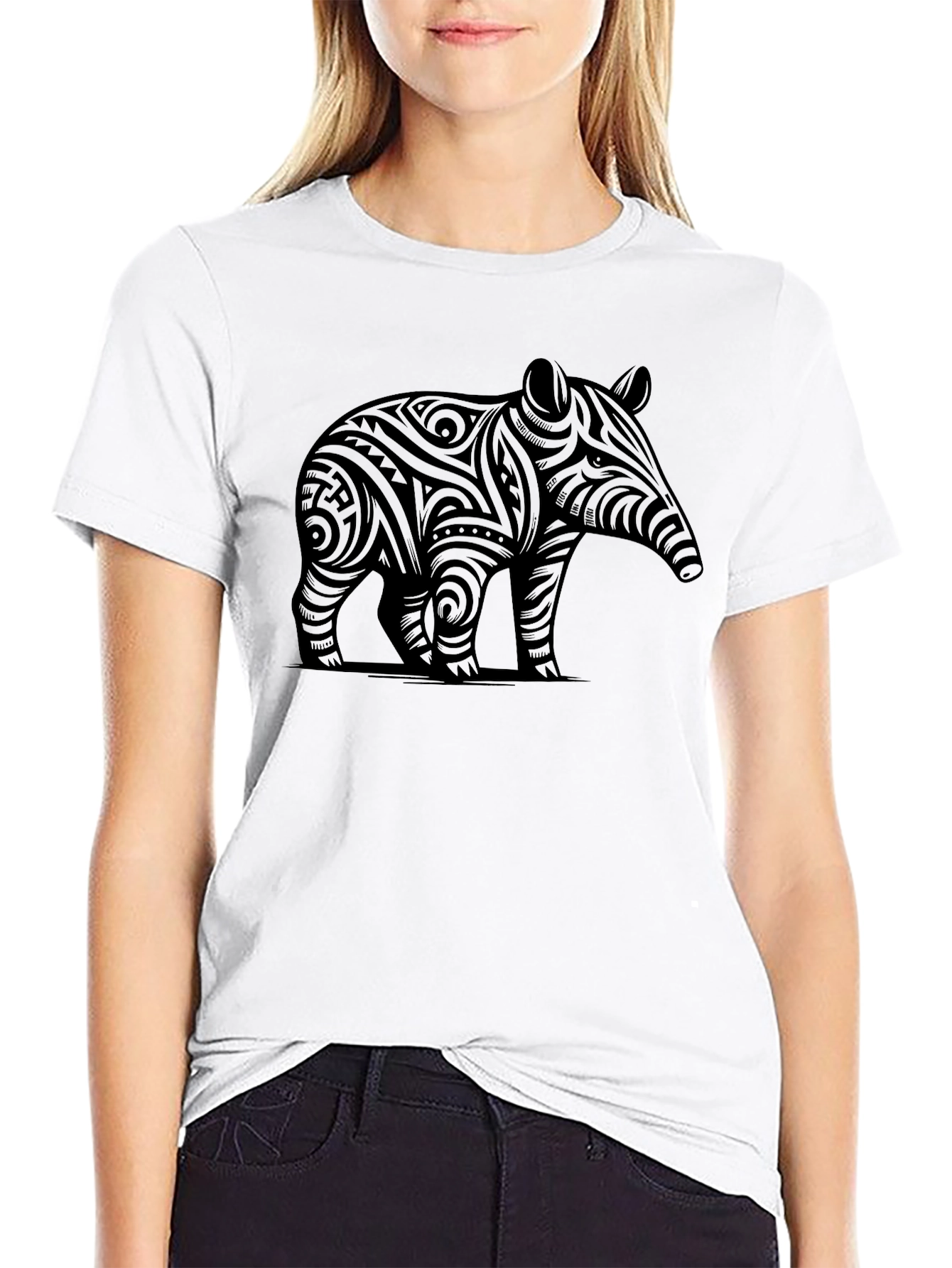 Tribal Tapir Graphic Tee - Mens Black T-Shirt