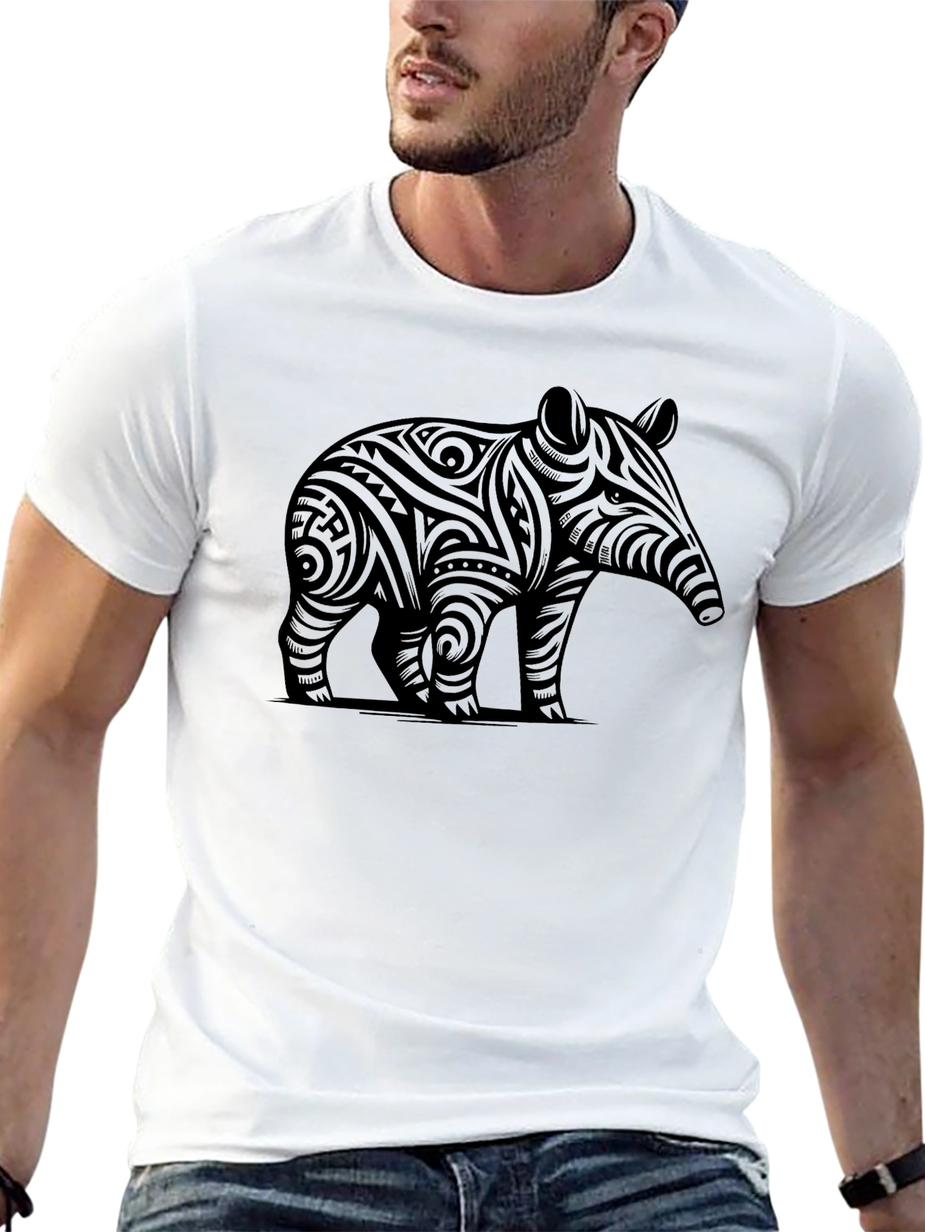 Tribal Tapir Graphic Tee - Mens Black T-Shirt