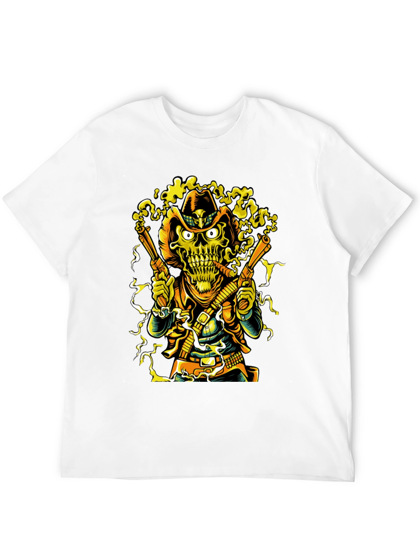 Skull Cowboy Graphic Tee - Black Cotton T-Shirt