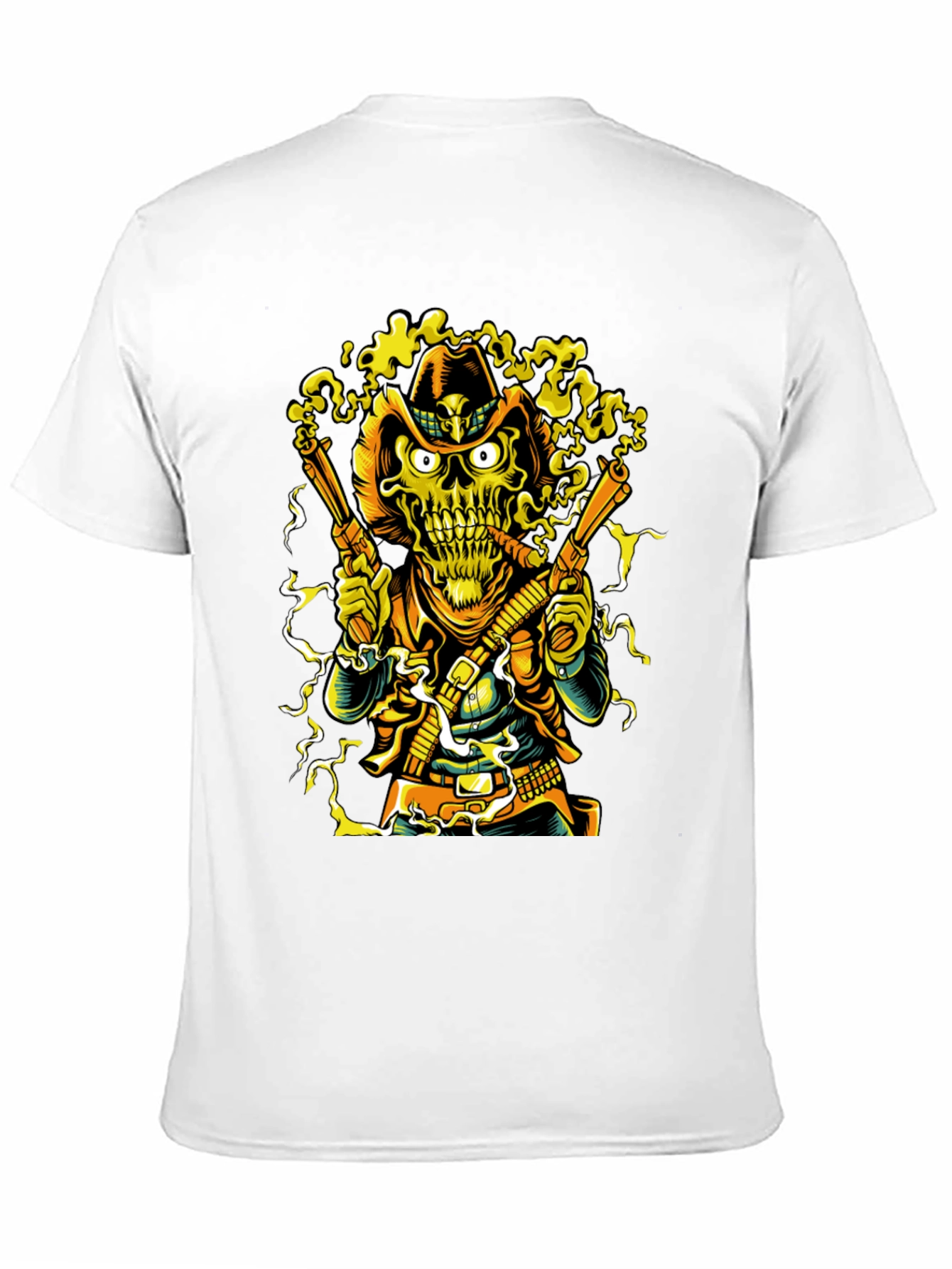 Skull Cowboy Graphic Tee - Black Cotton T-Shirt
