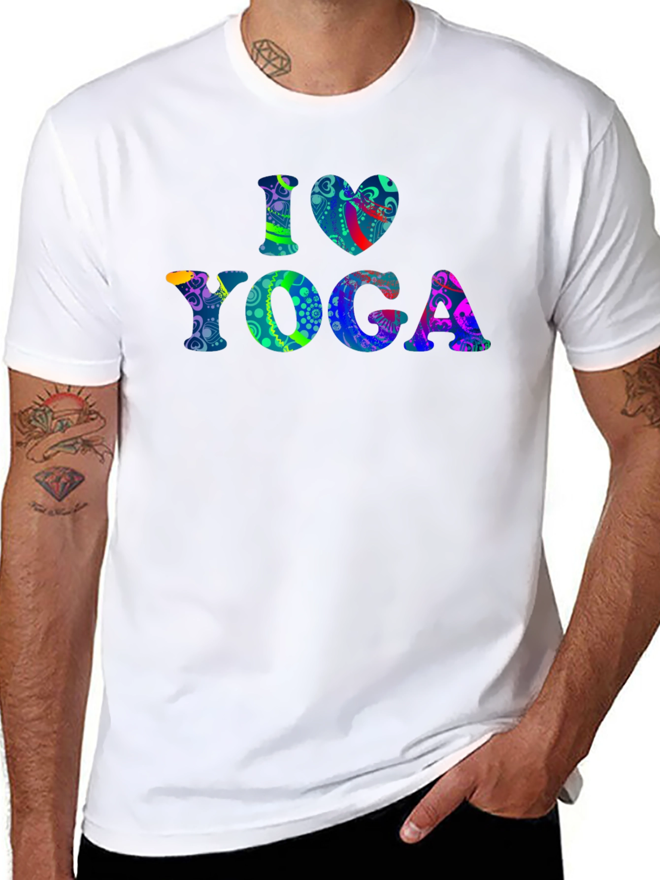 I Love Yoga Graphic Print Black T-Shirt