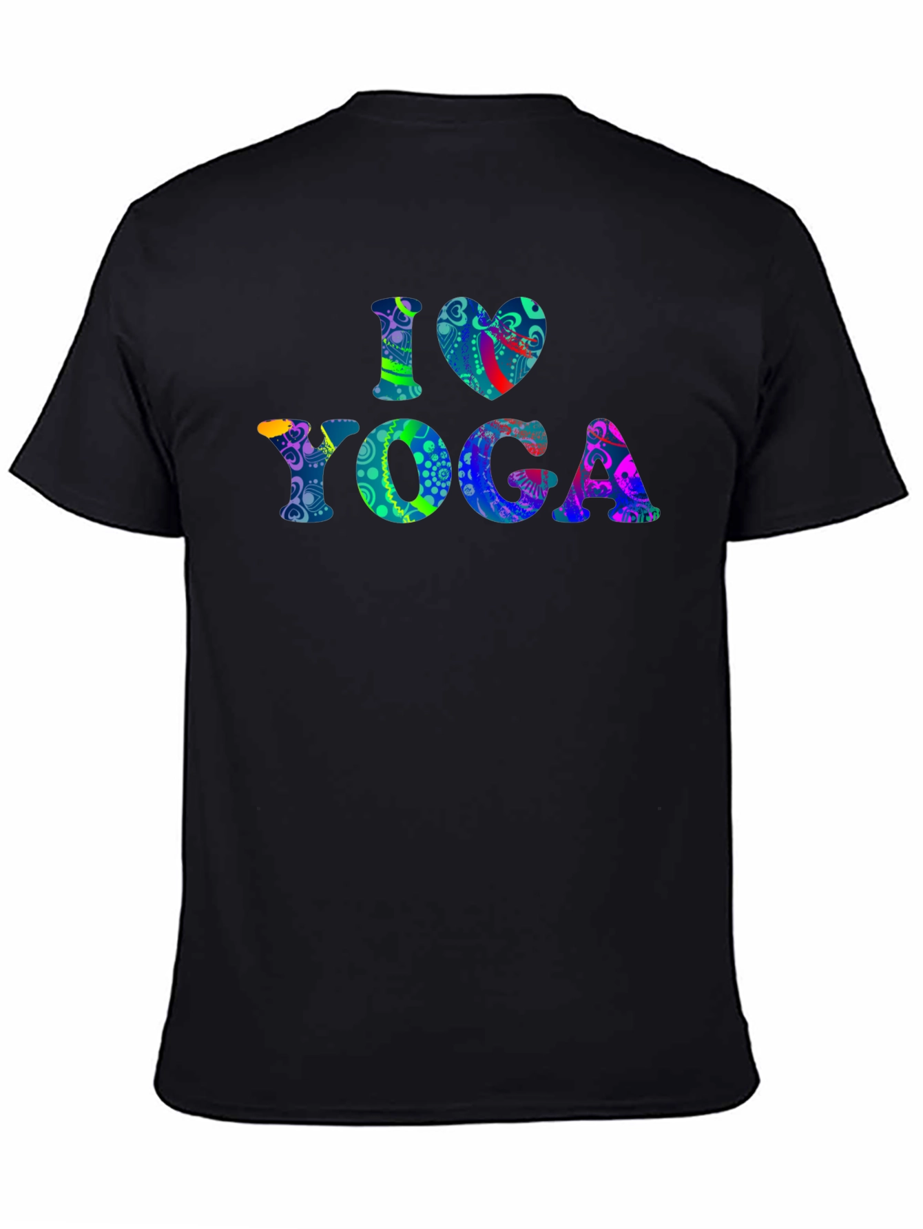 I Love Yoga Graphic Print Black T-Shirt