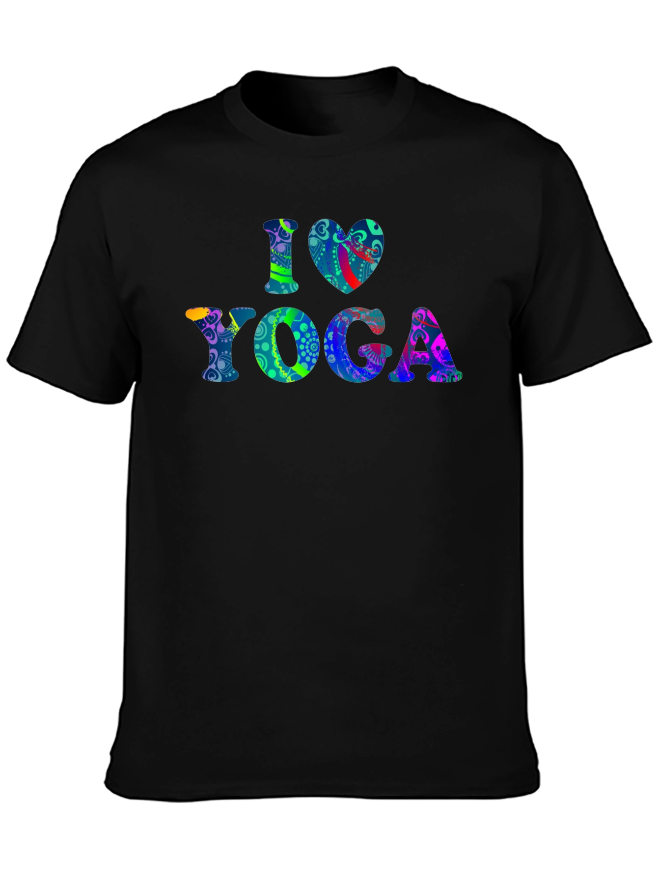 I Love Yoga Graphic Print Black T-Shirt