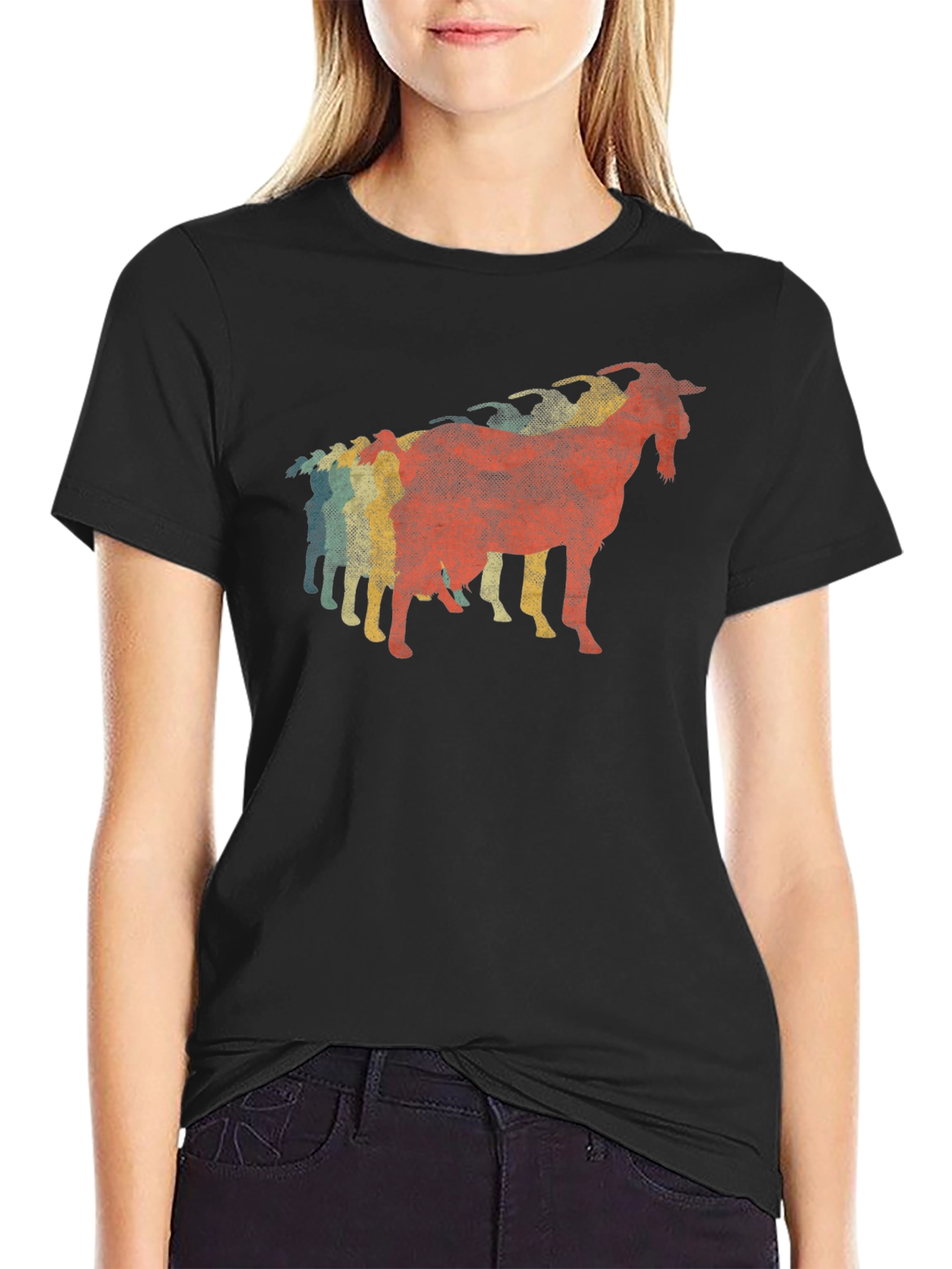 Retro Goat T-Shirt - Black Cotton Graphic Tee
