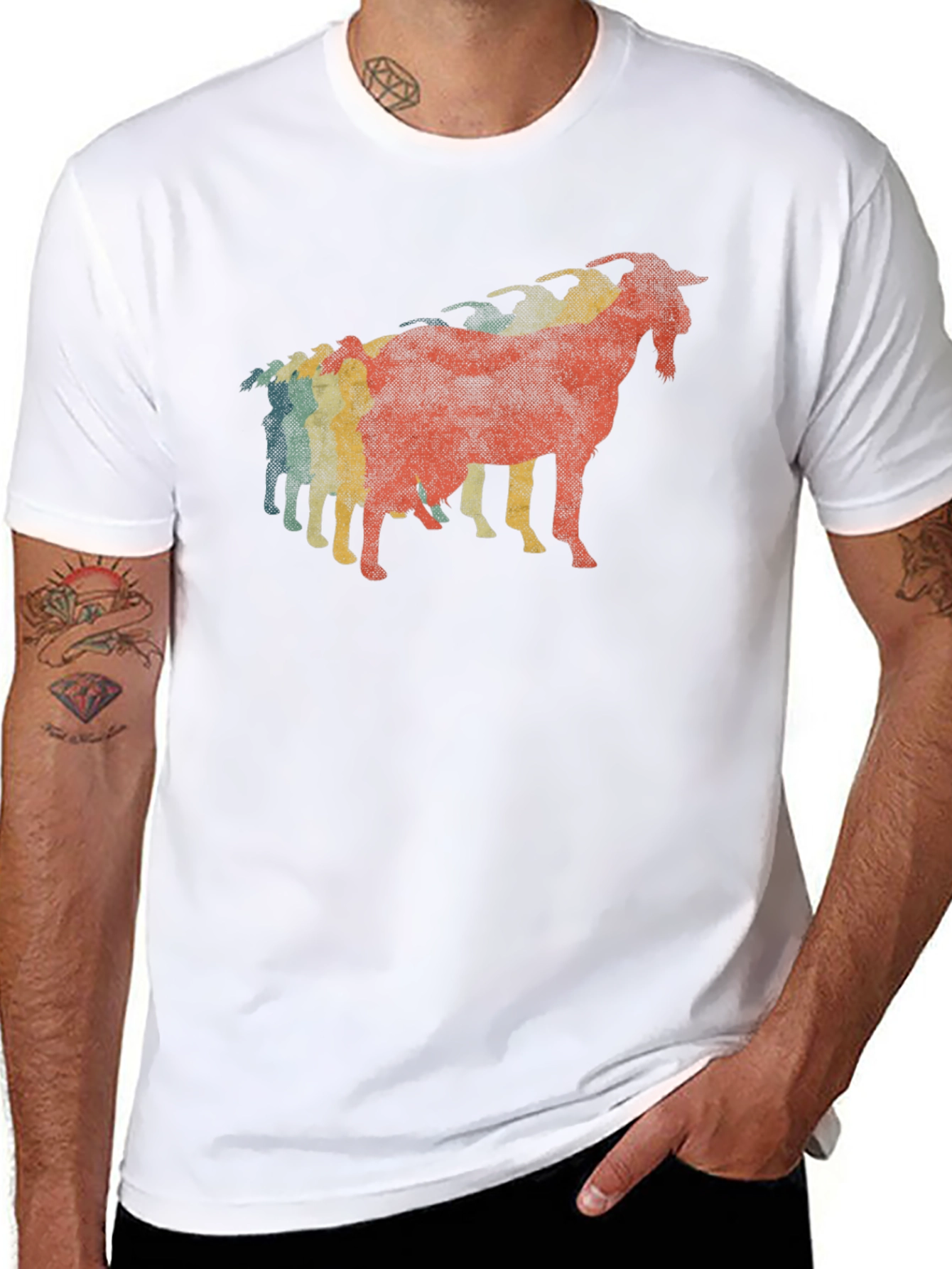 Retro Goat T-Shirt - Black Cotton Graphic Tee