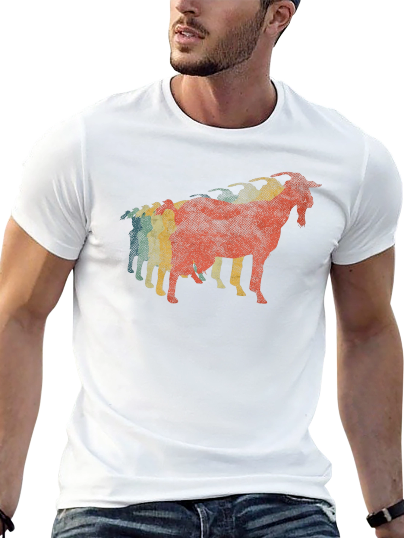 Retro Goat T-Shirt - Black Cotton Graphic Tee