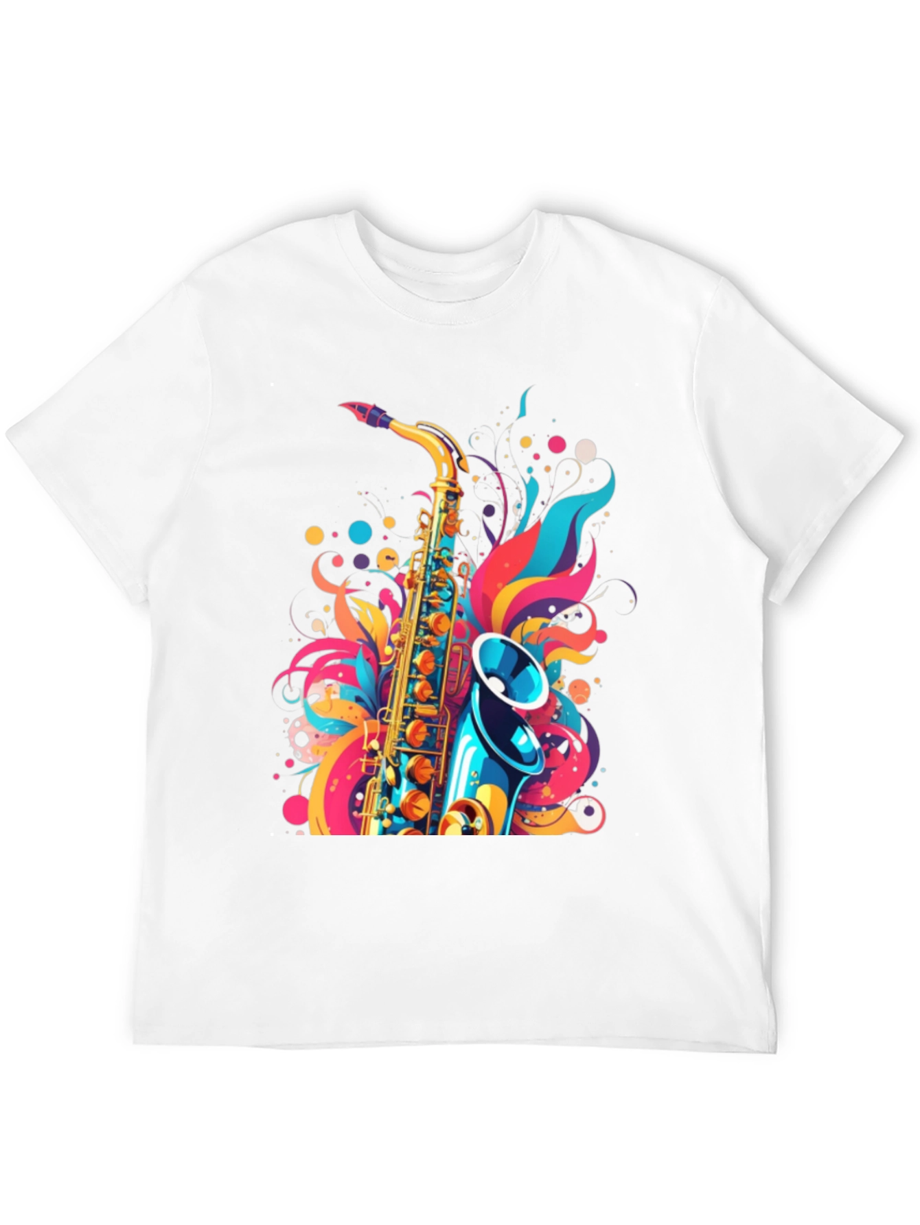 Stylish Saxophone Graphic Black T-Shirt