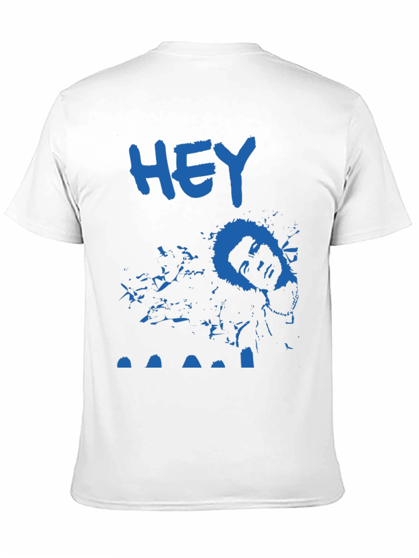 Blue HEY Tee: Unique Graphic Print