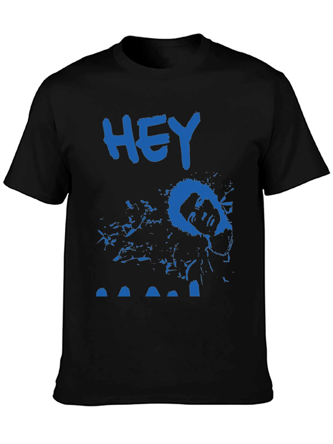 Blue HEY Tee: Unique Graphic Print