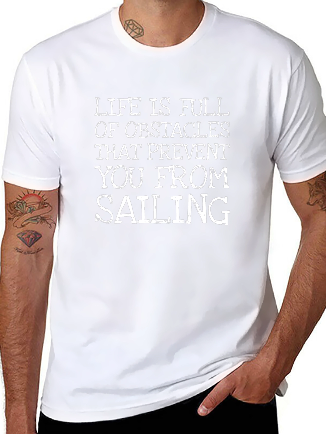 Life Obstacles Sailing Graphic Tee - Black Cotton T-Shirt