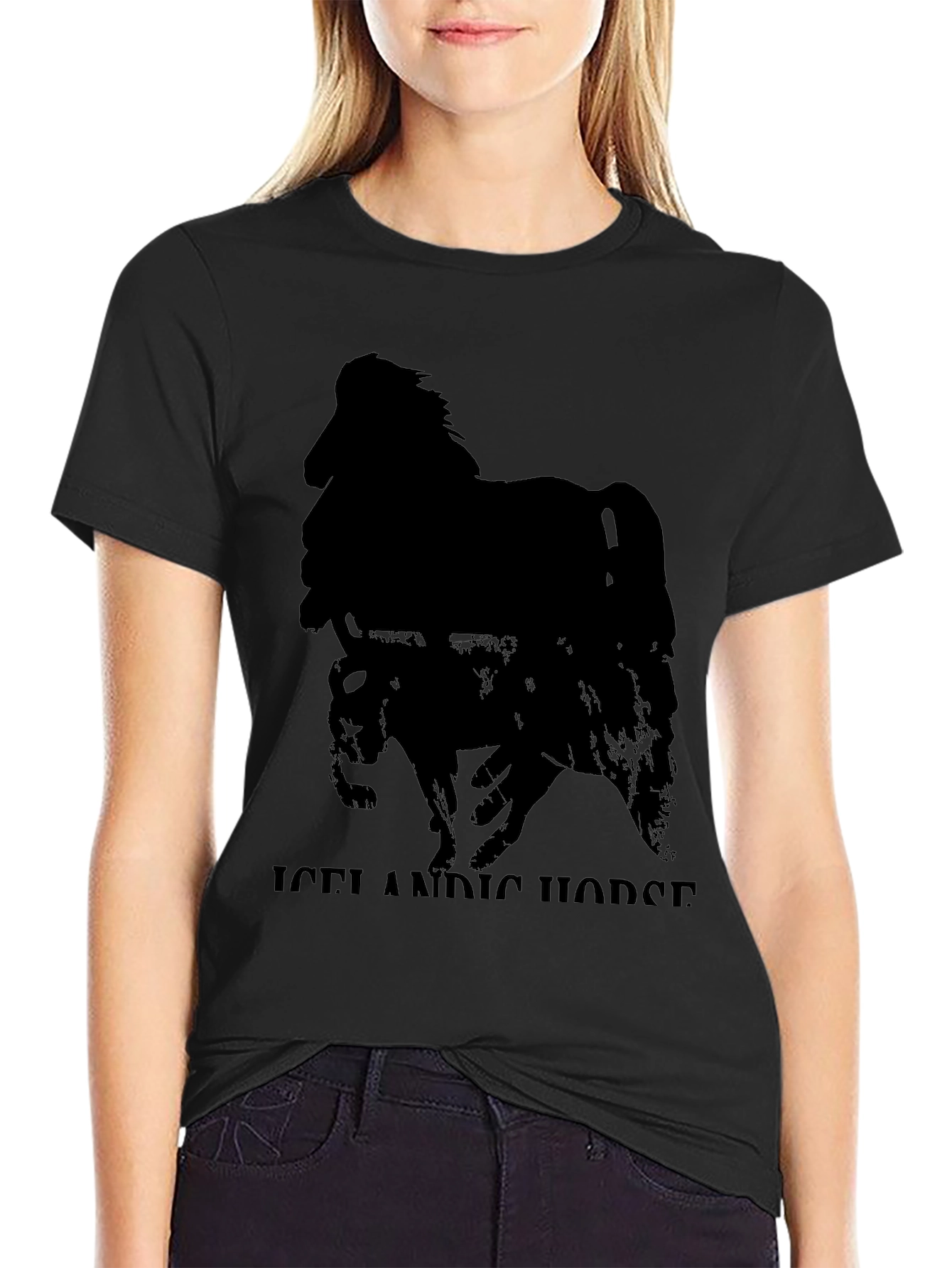 Icelandic Horse Graphic Tee - Black