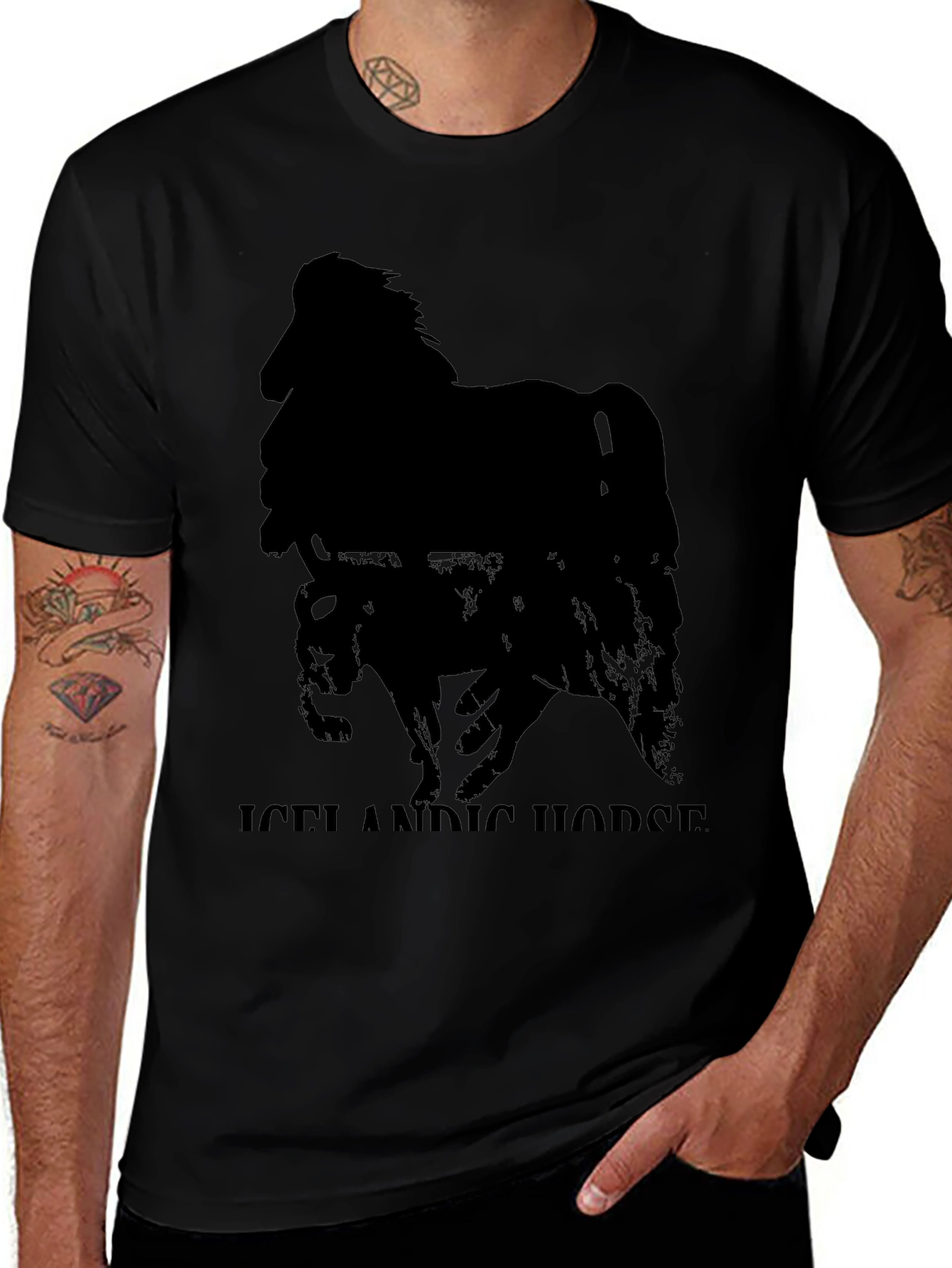 Icelandic Horse Graphic Tee - Black