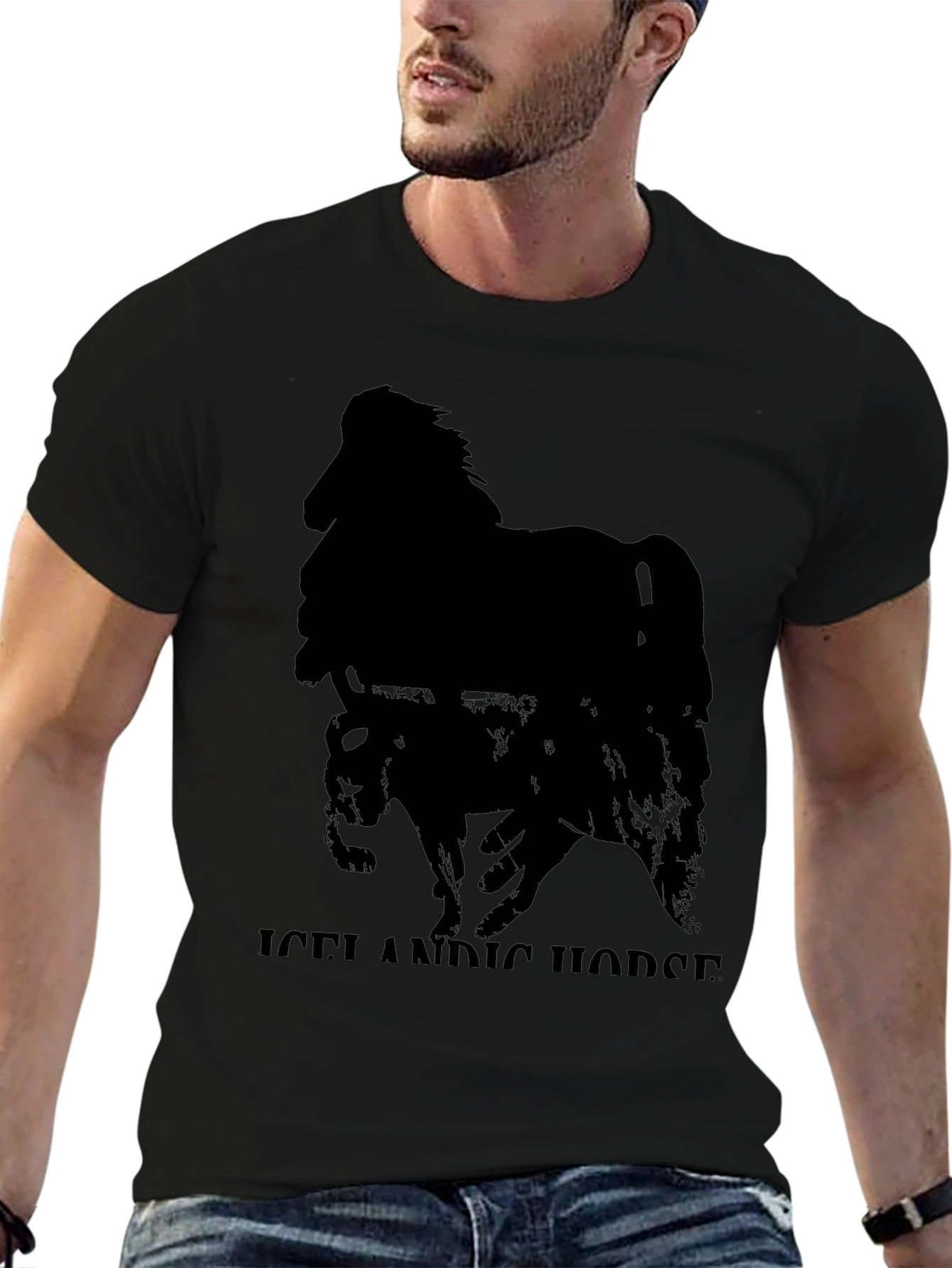 Icelandic Horse Graphic Tee - Black