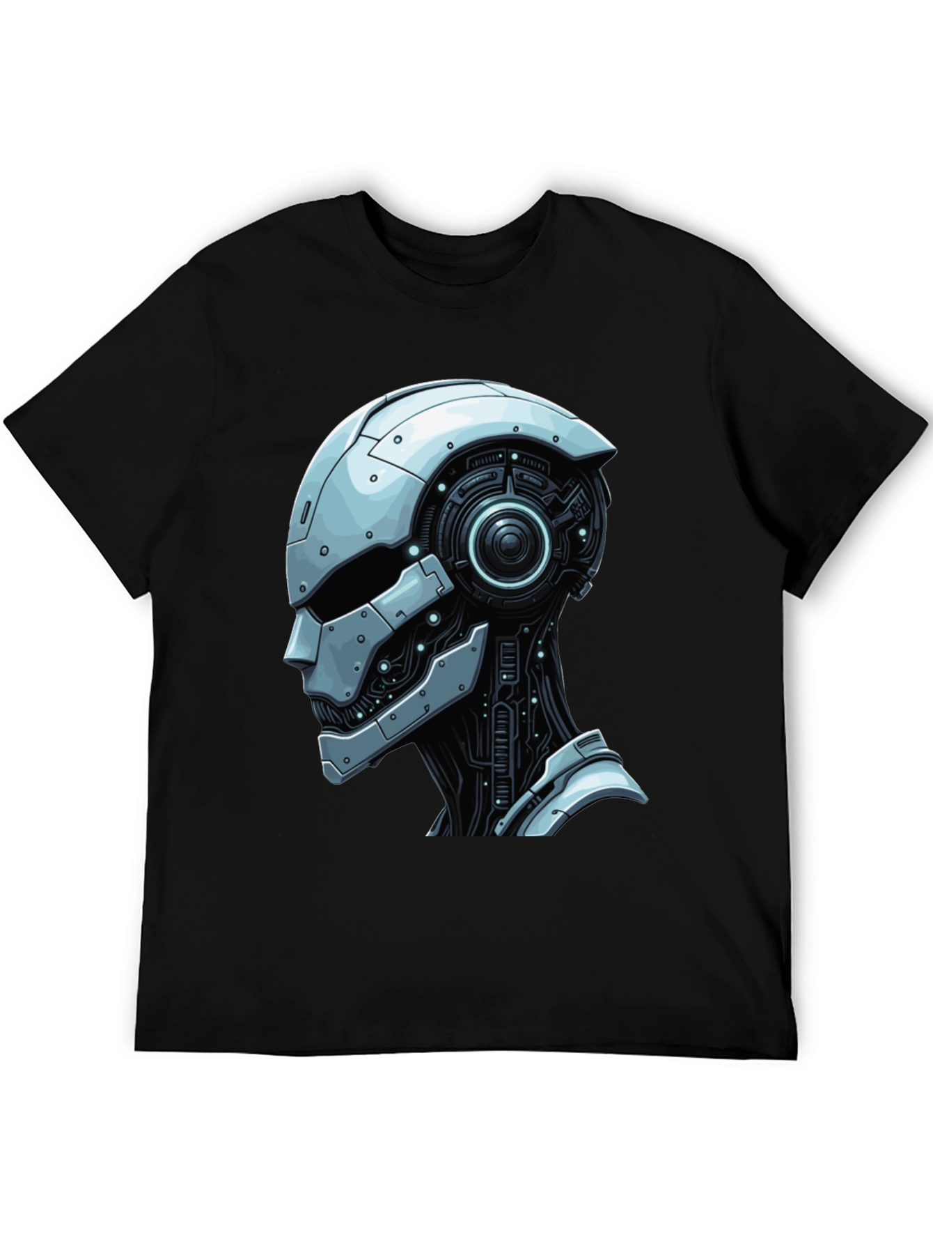 Cybernetic Head Graphic Tee - Futuristic Style