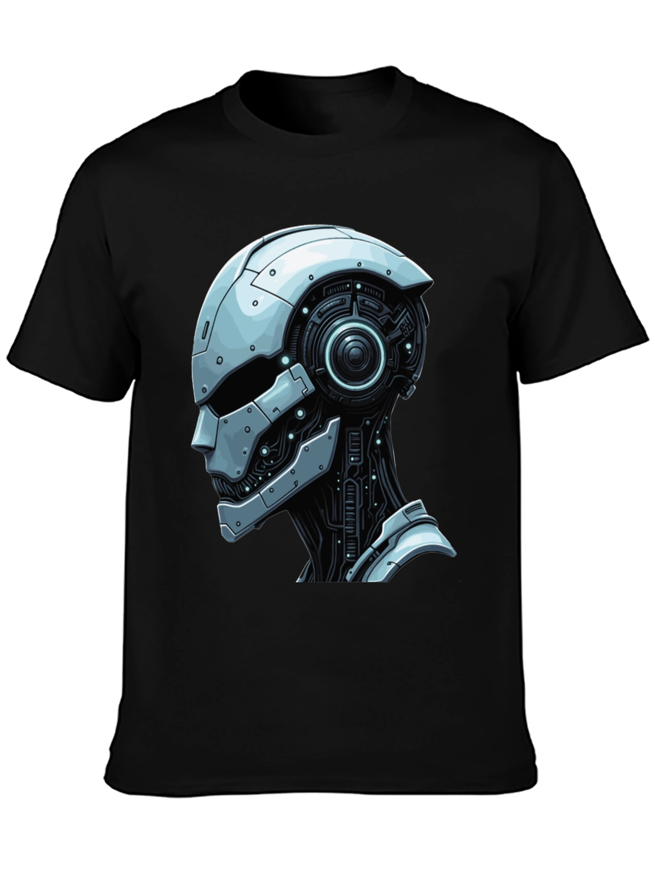 Cybernetic Head Graphic Tee - Futuristic Style