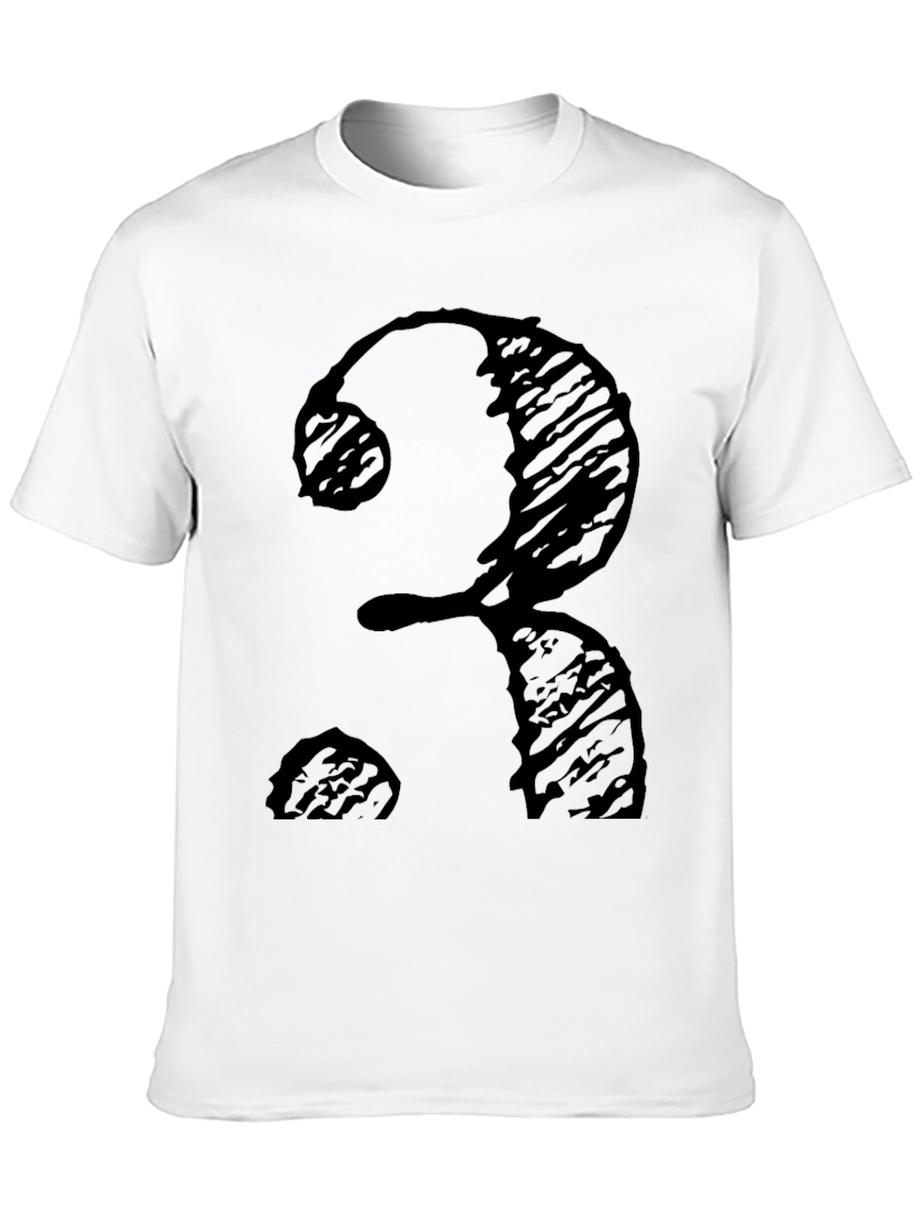 Black T-Shirt with Number 3 Scribble Design