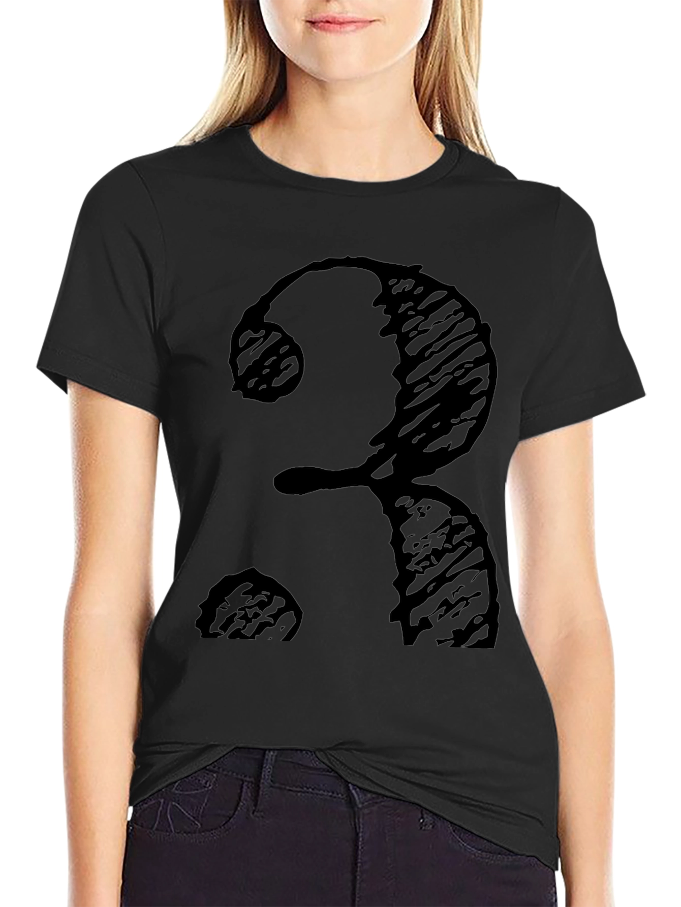 Black T-Shirt with Number 3 Scribble Design