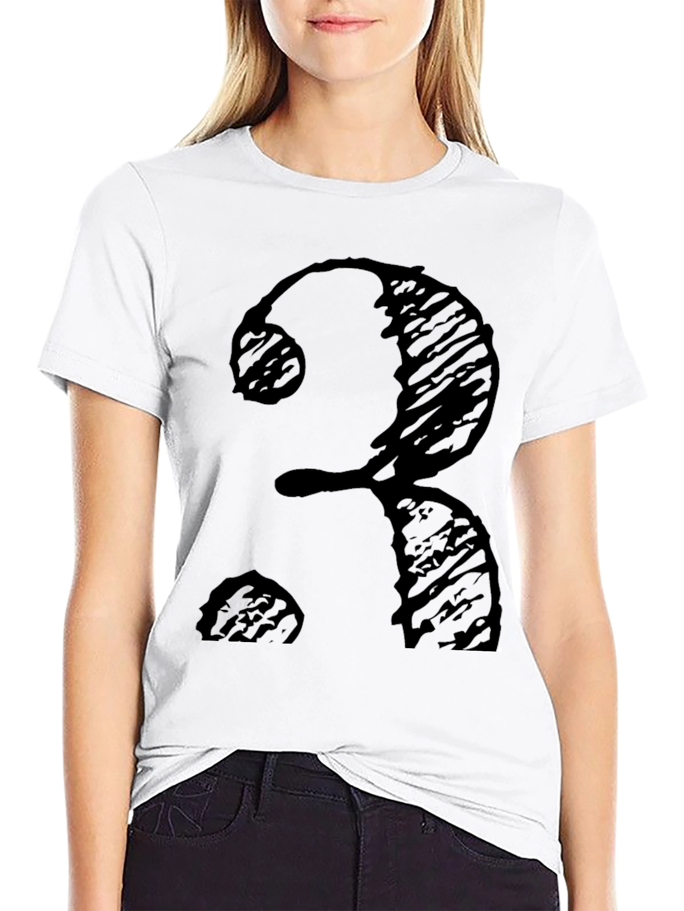 Black T-Shirt with Number 3 Scribble Design