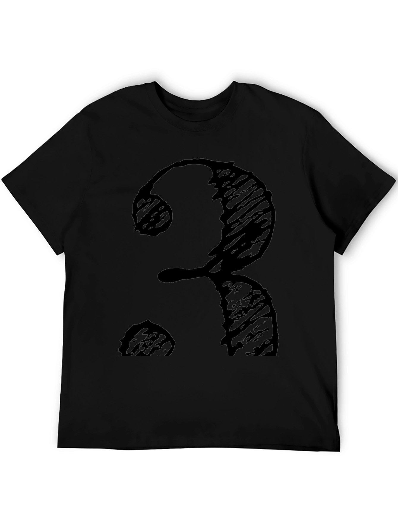Black T-Shirt with Number 3 Scribble Design