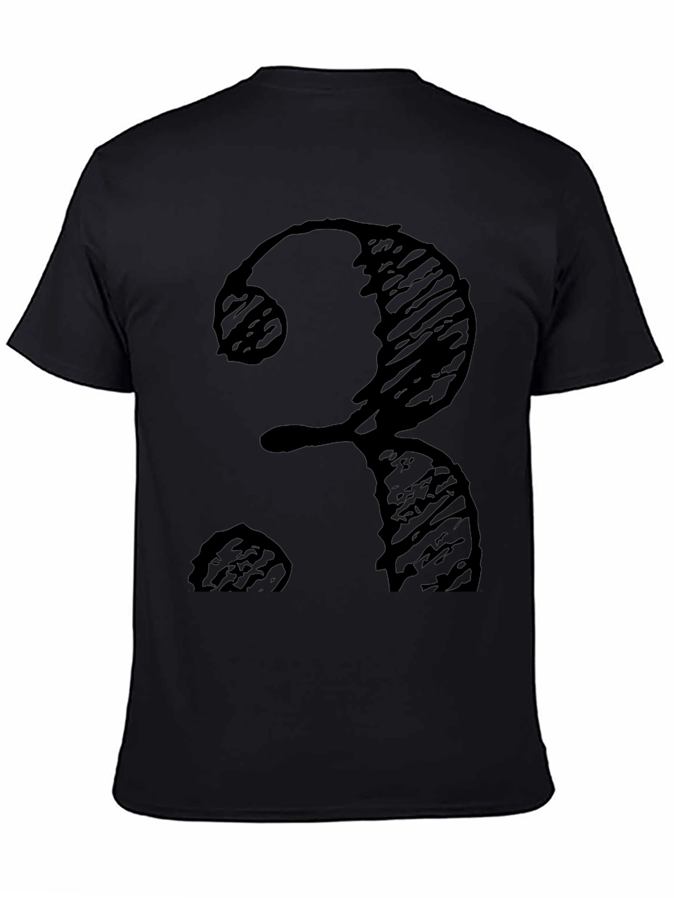 Black T-Shirt with Number 3 Scribble Design