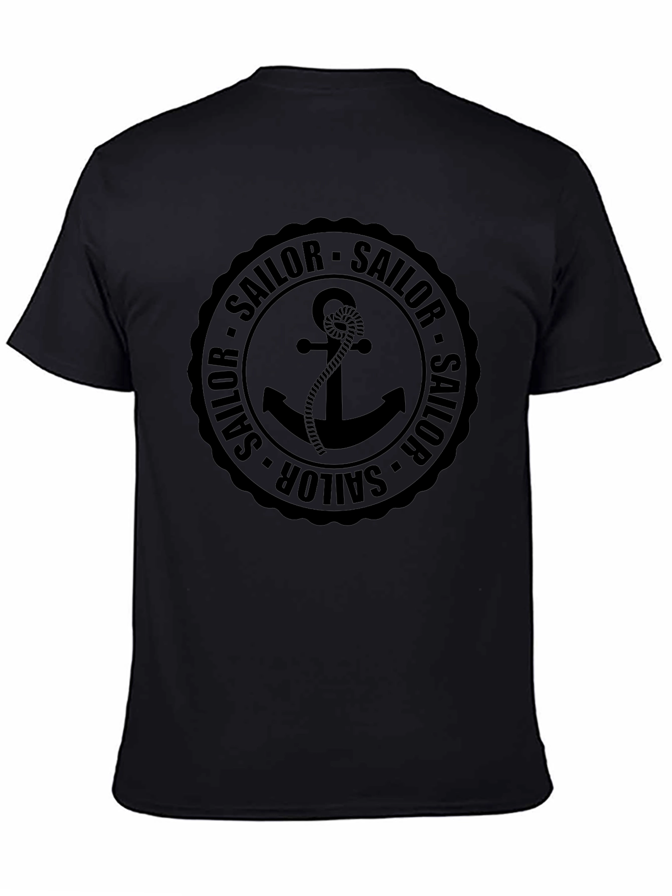Nautical Sailor Anchor Black Graphic T-Shirt