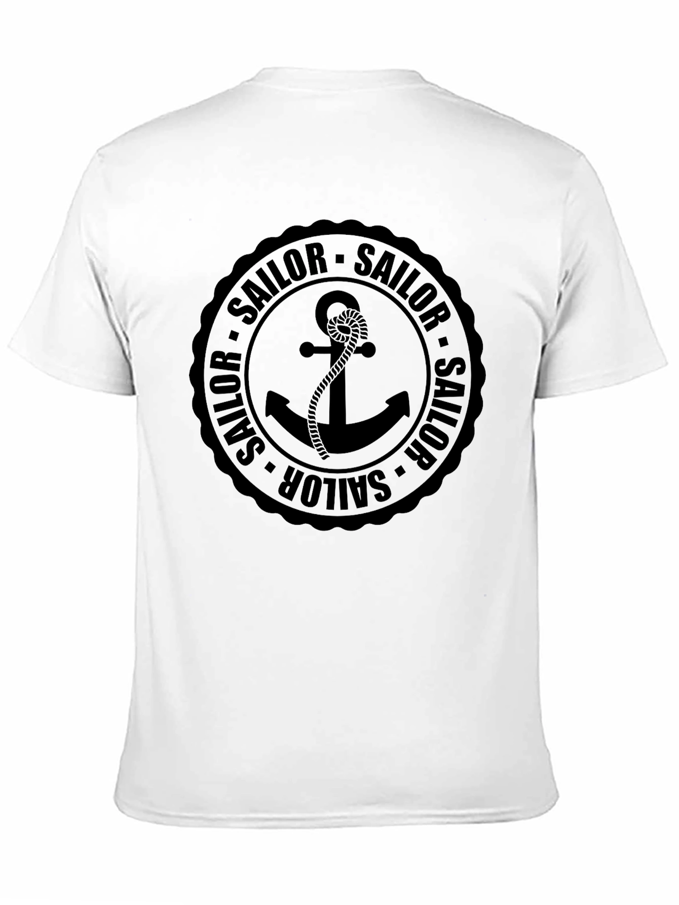 Nautical Sailor Anchor Black Graphic T-Shirt