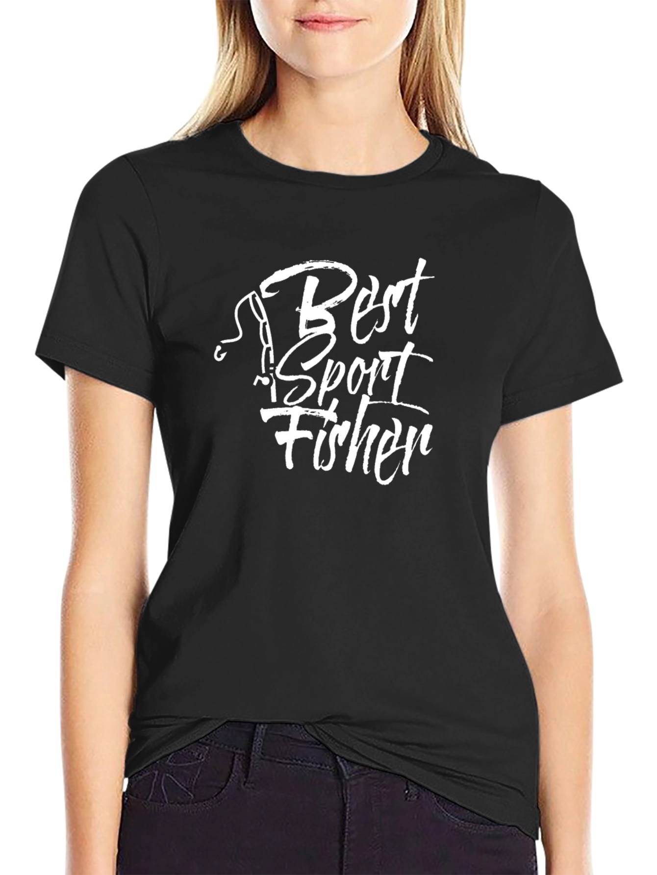 Best Sport Fisher Black Graphic T-Shirt