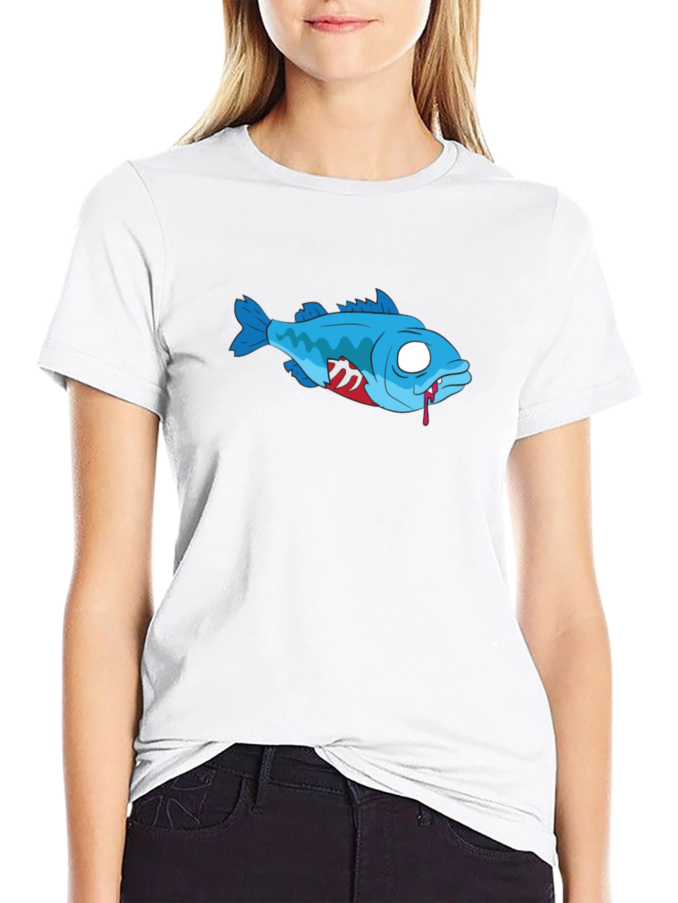 Zombie Fish Black T-Shirt - Graphic Print