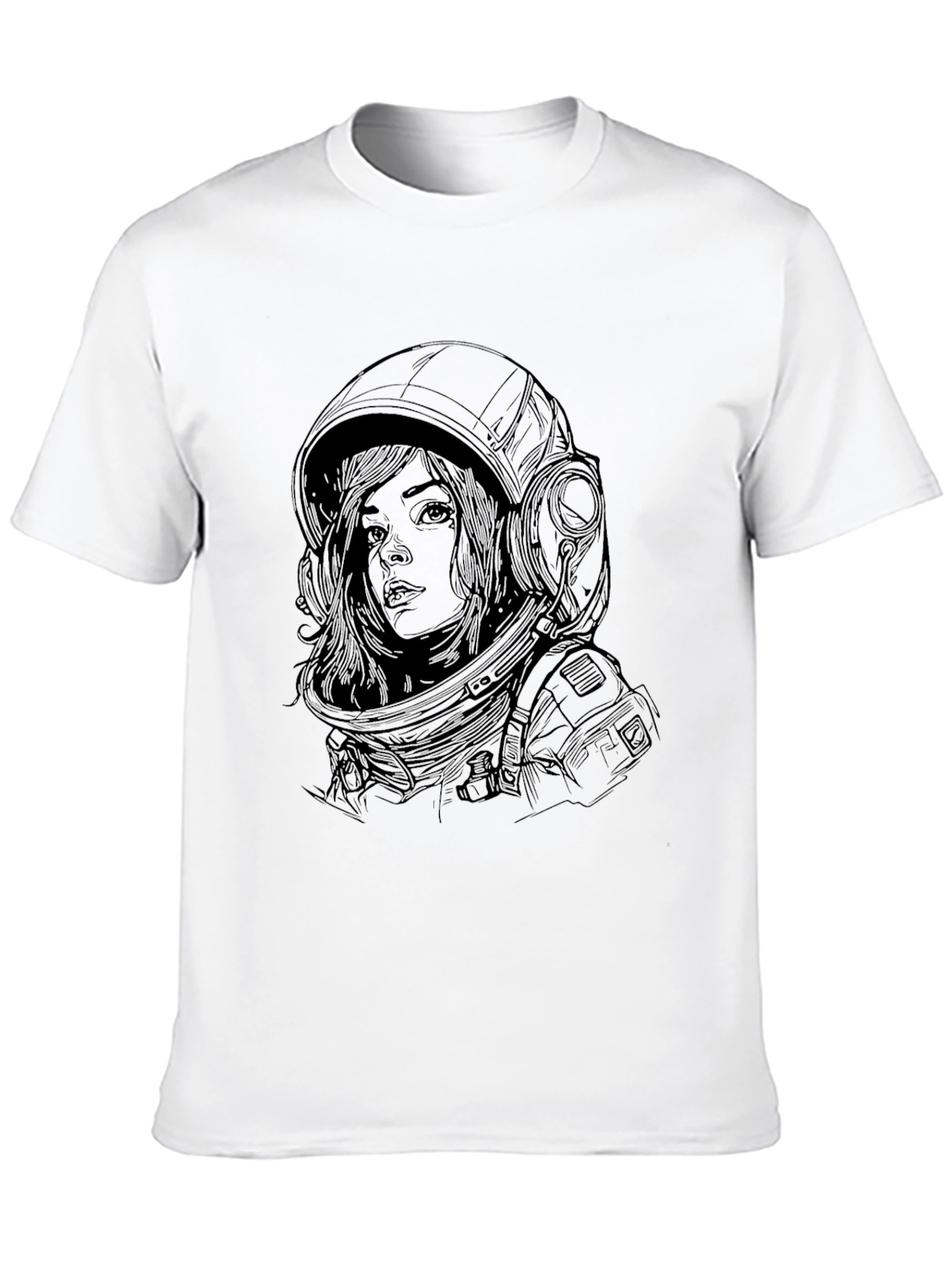 Astronaut Woman Graphic Tee - Premium Black Cotton T-Shirt