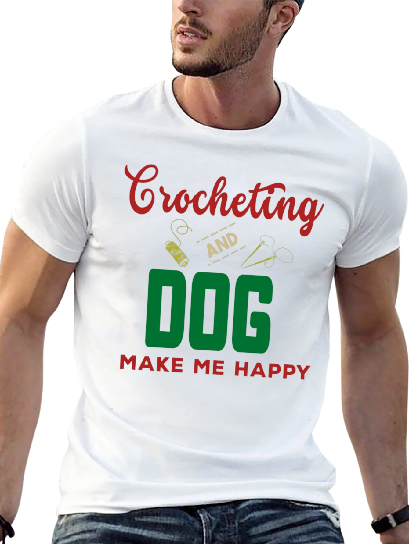 Crocheting and Dog Make Me Happy T-Shirt