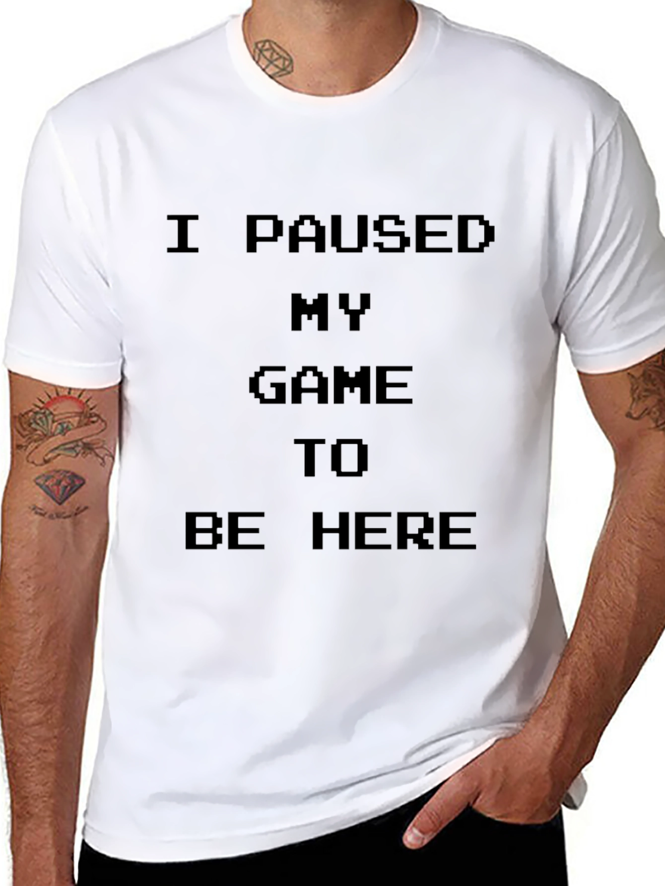 I Paused My Game to Be Here Black T-Shirt