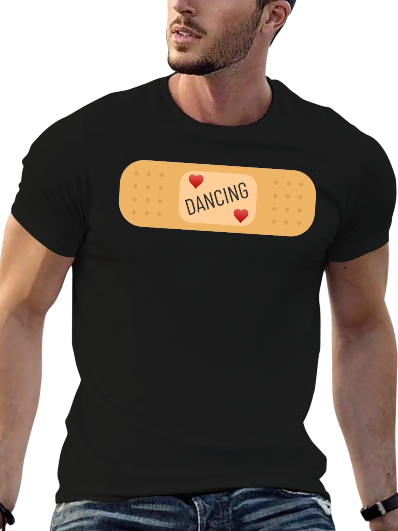 Dancing Hearts Bandage Graphic Tee - Black
