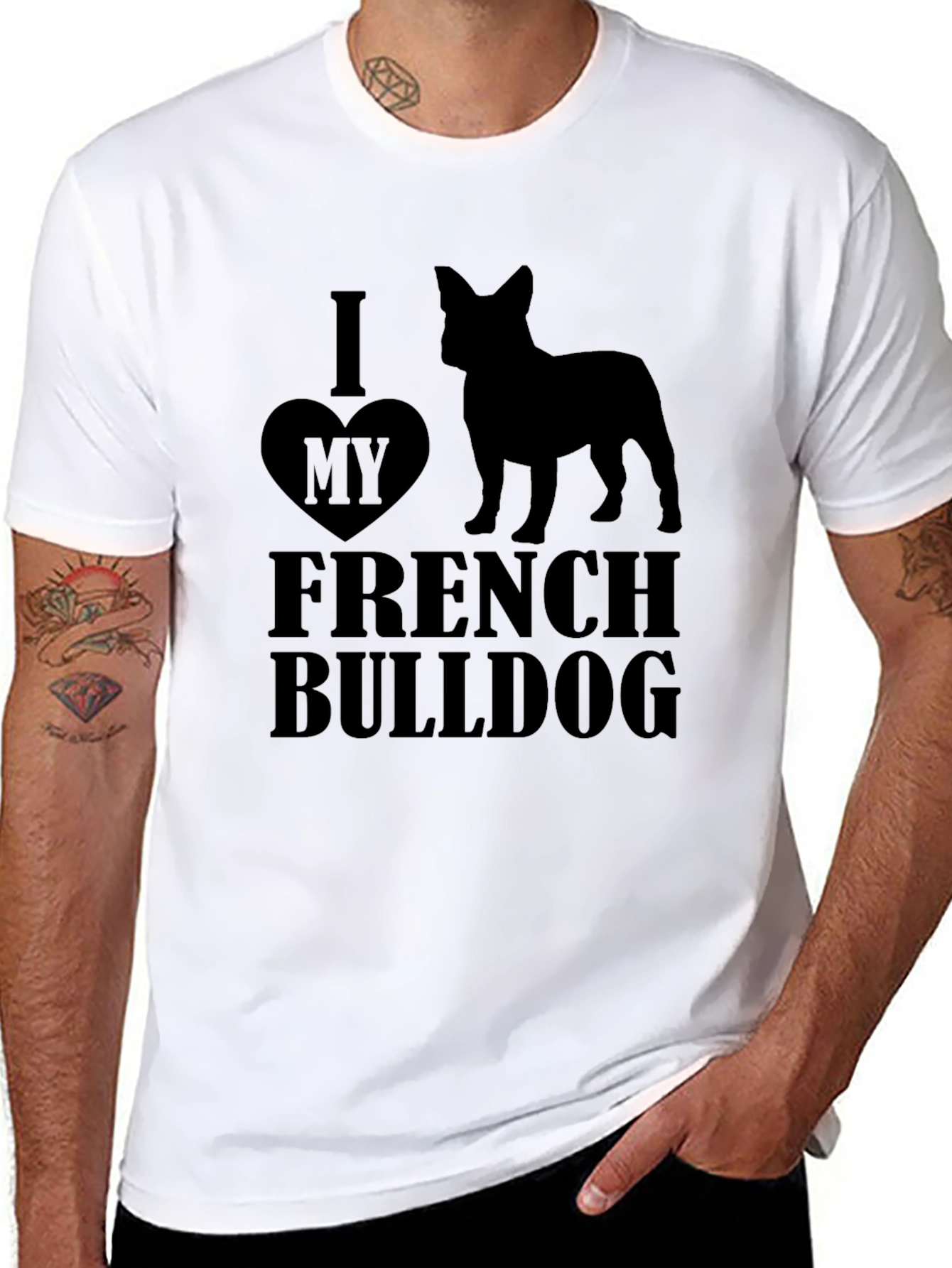 I Love My French Bulldog Black Graphic Tee