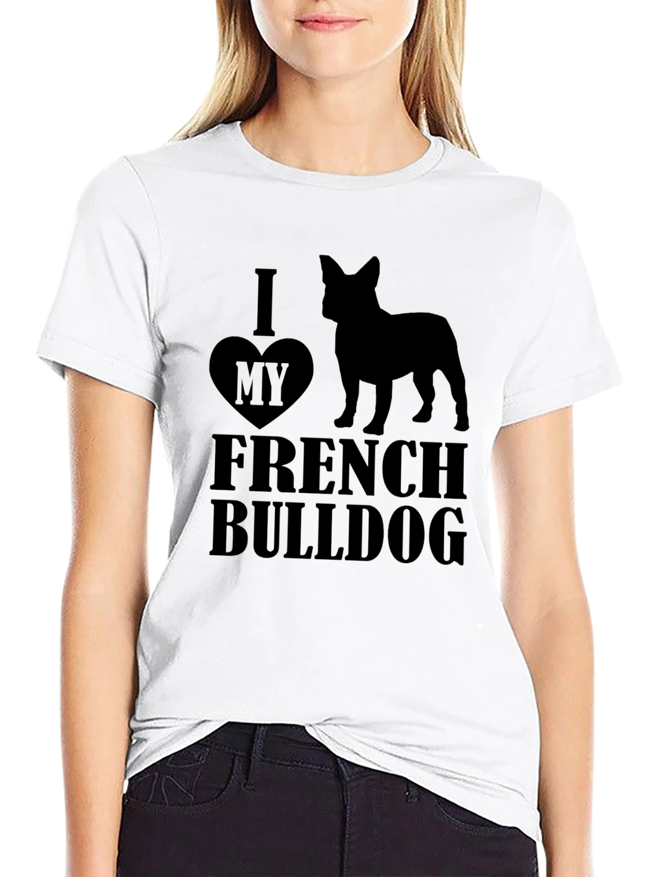 I Love My French Bulldog Black Graphic Tee