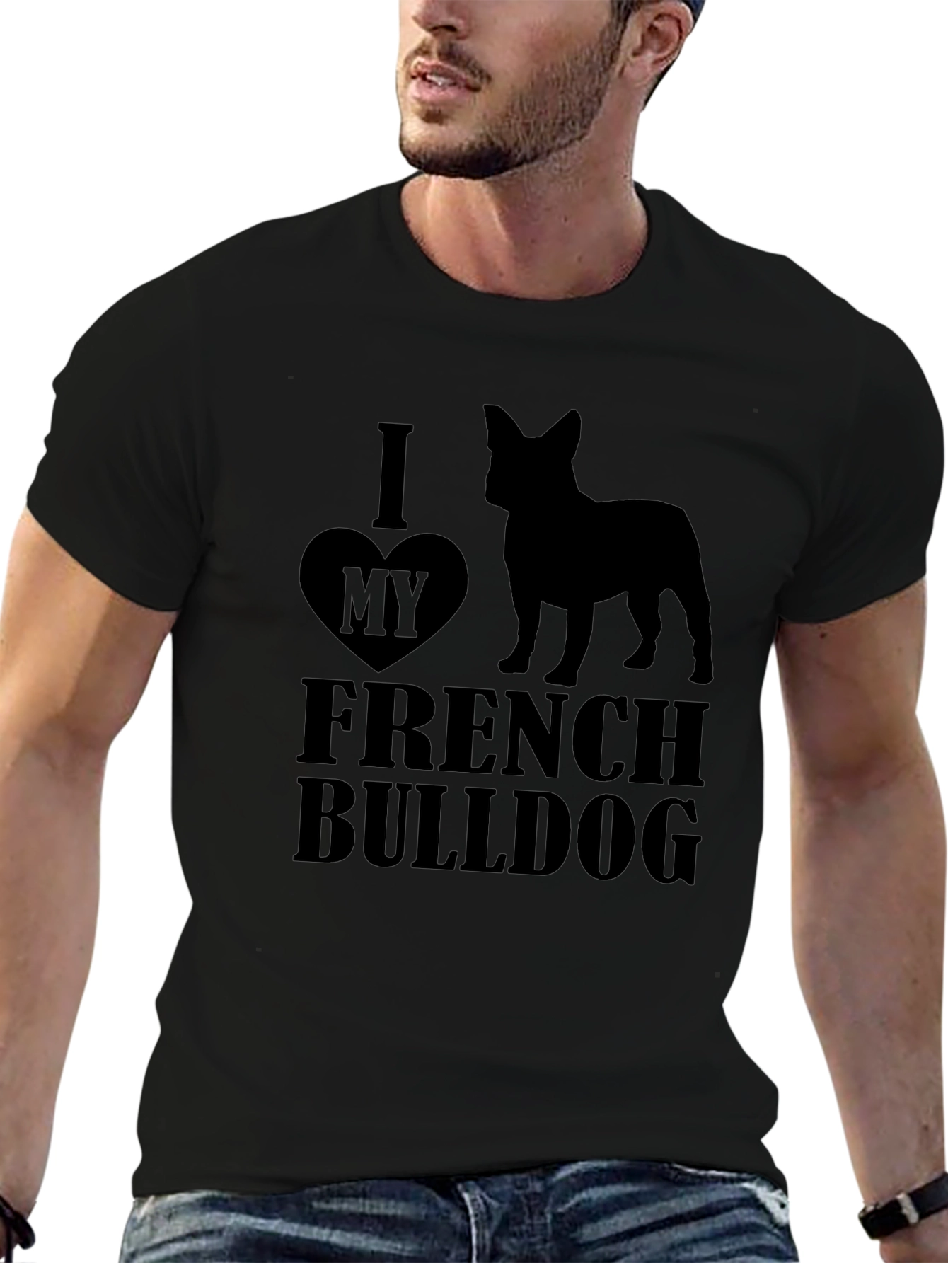 I Love My French Bulldog Black Graphic Tee