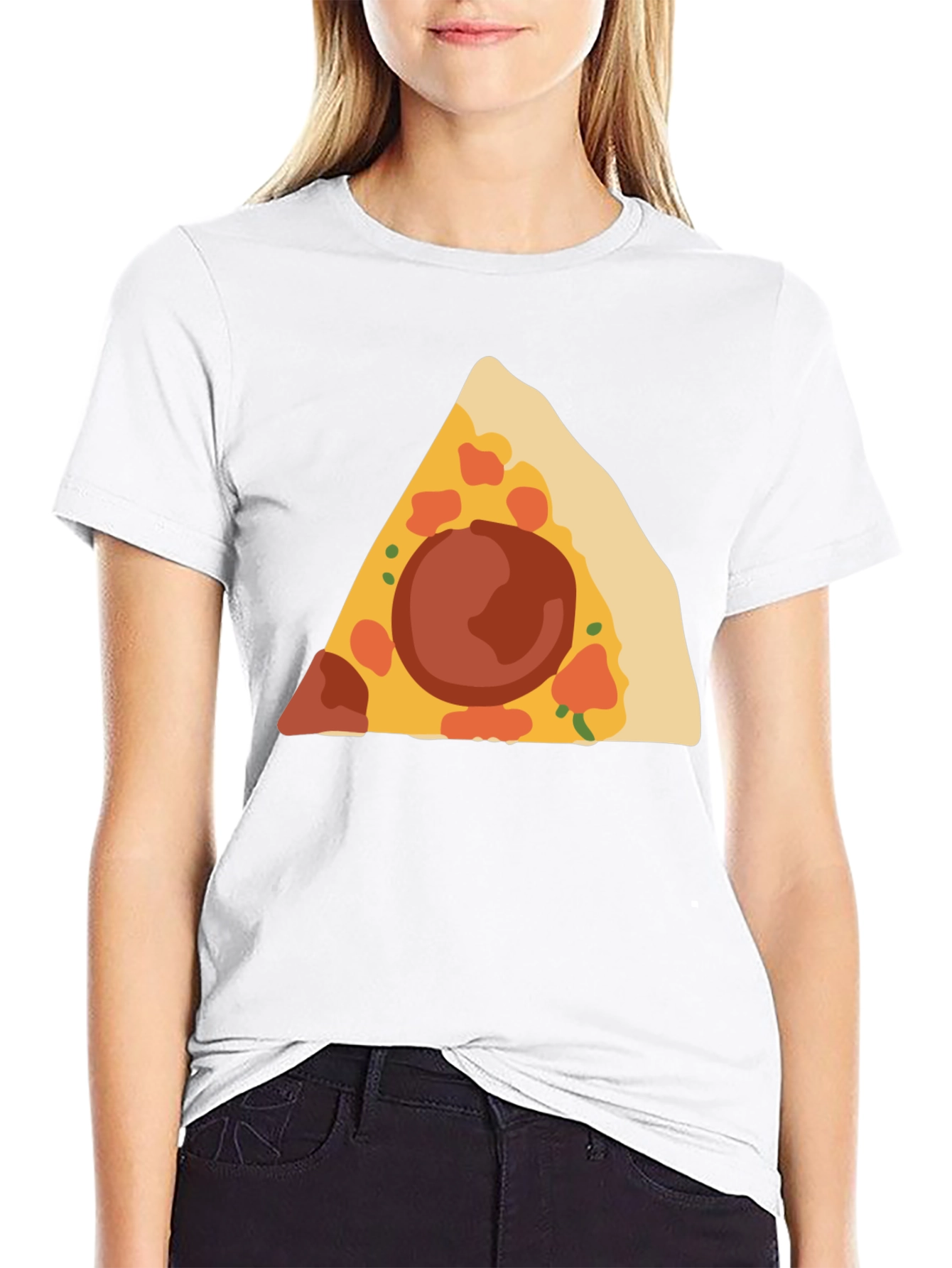 Pizza Slice Graphic Tee - Black Cotton T-Shirt