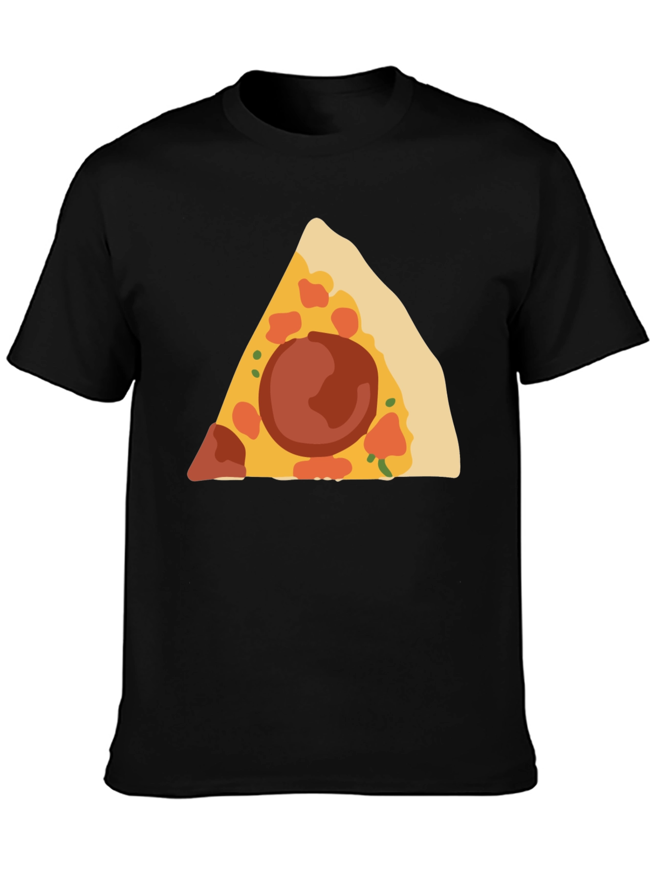 Pizza Slice Graphic Tee - Black Cotton T-Shirt