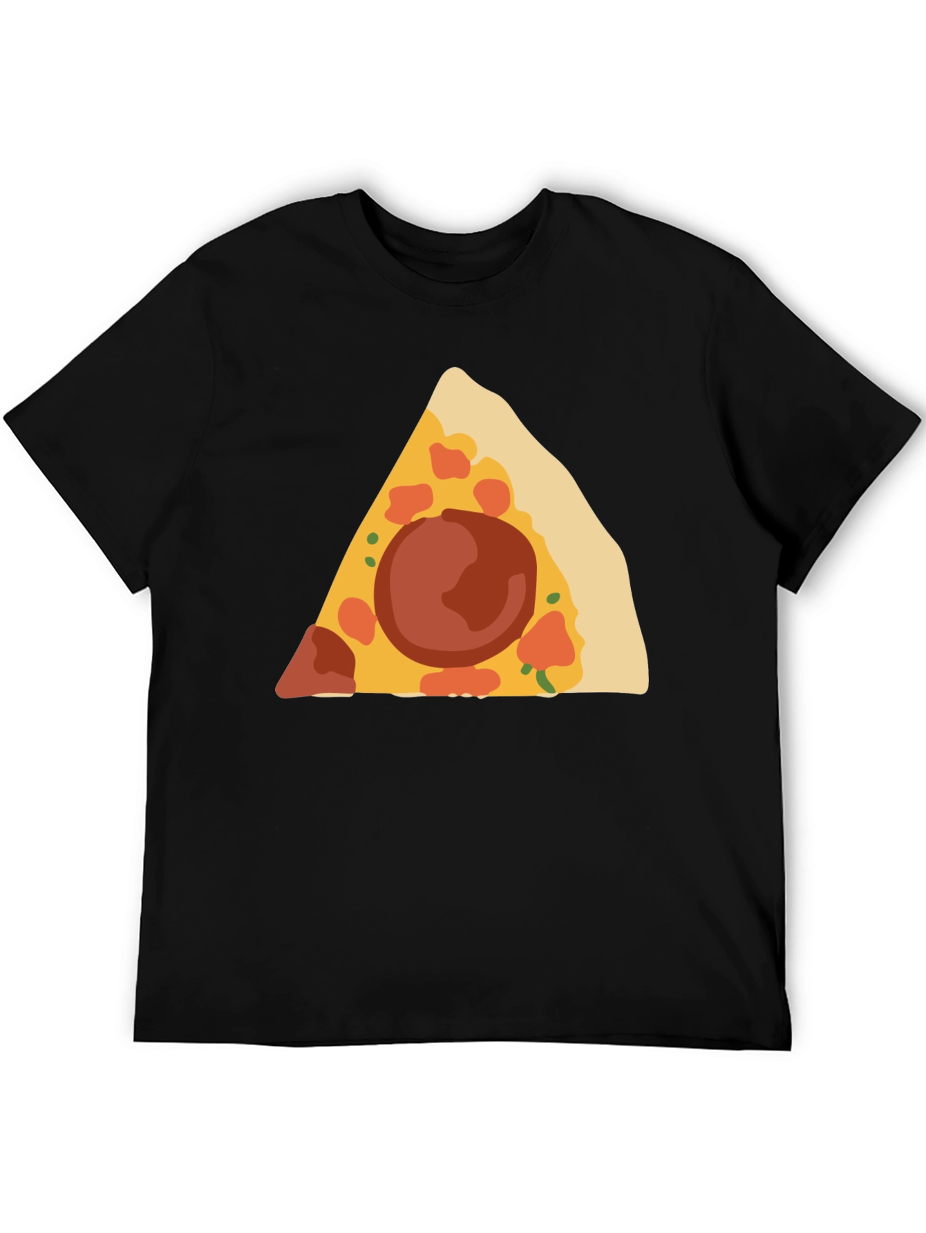 Pizza Slice Graphic Tee - Black Cotton T-Shirt