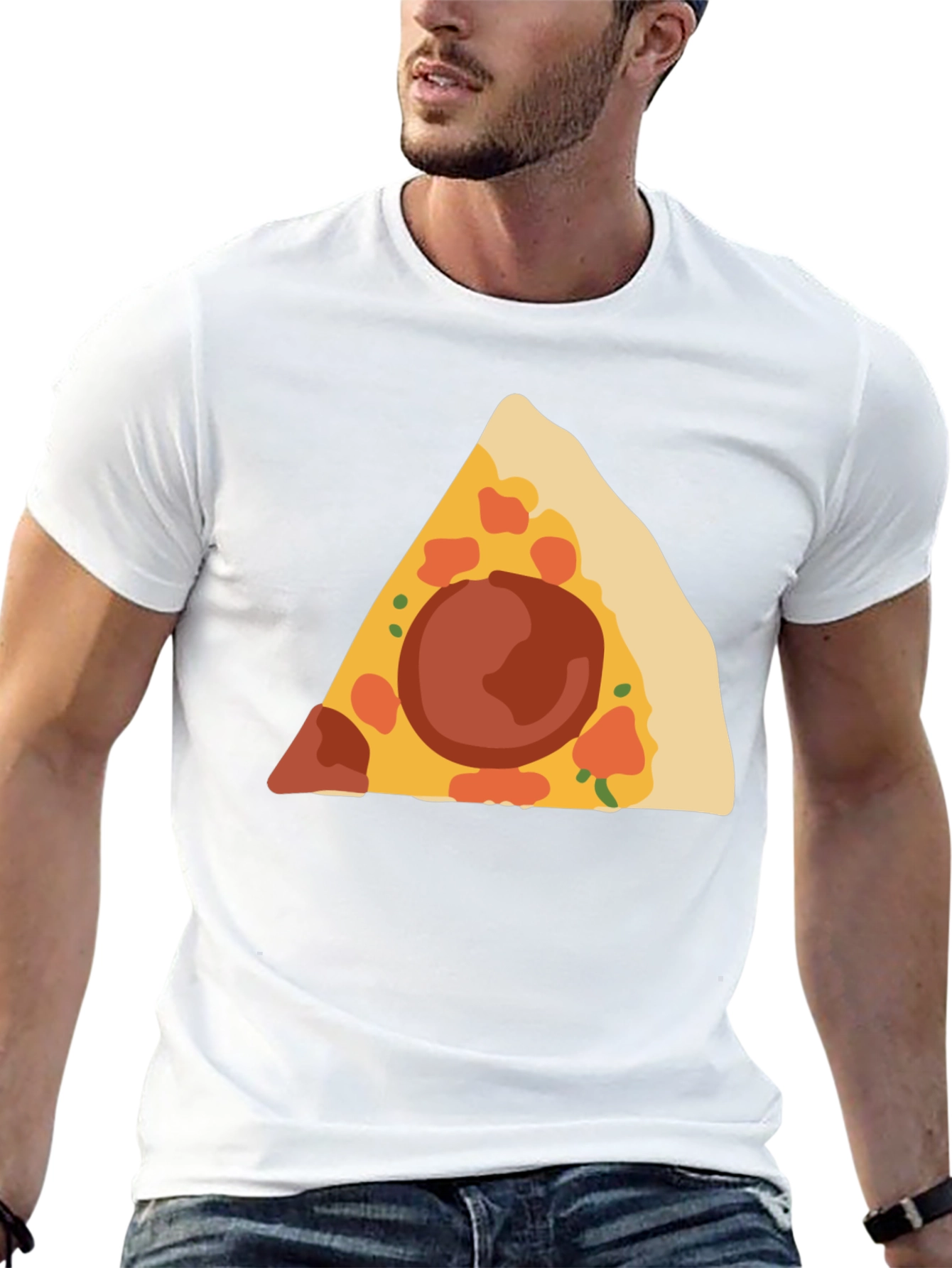 Pizza Slice Graphic Tee - Black Cotton T-Shirt