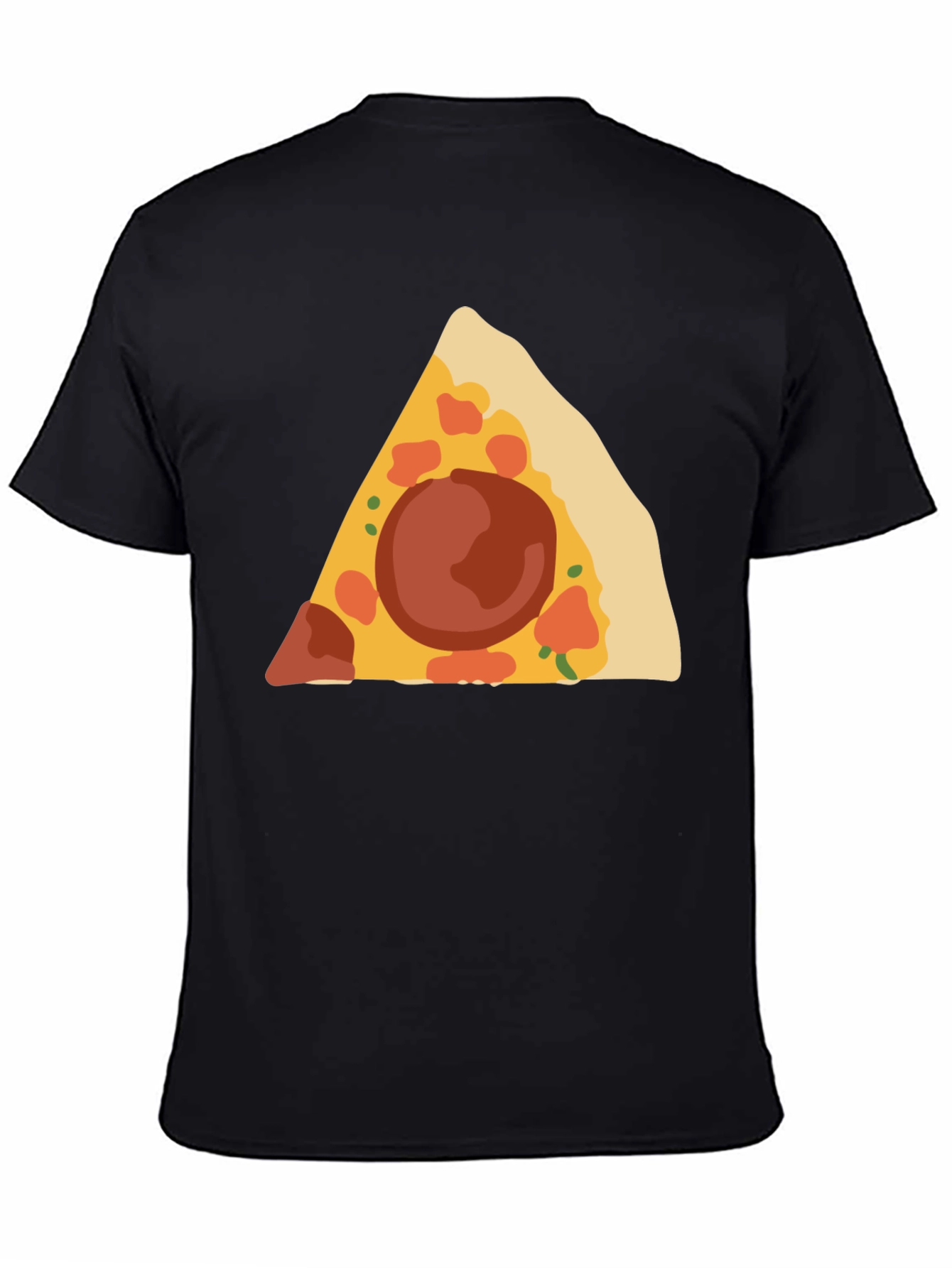 Pizza Slice Graphic Tee - Black Cotton T-Shirt