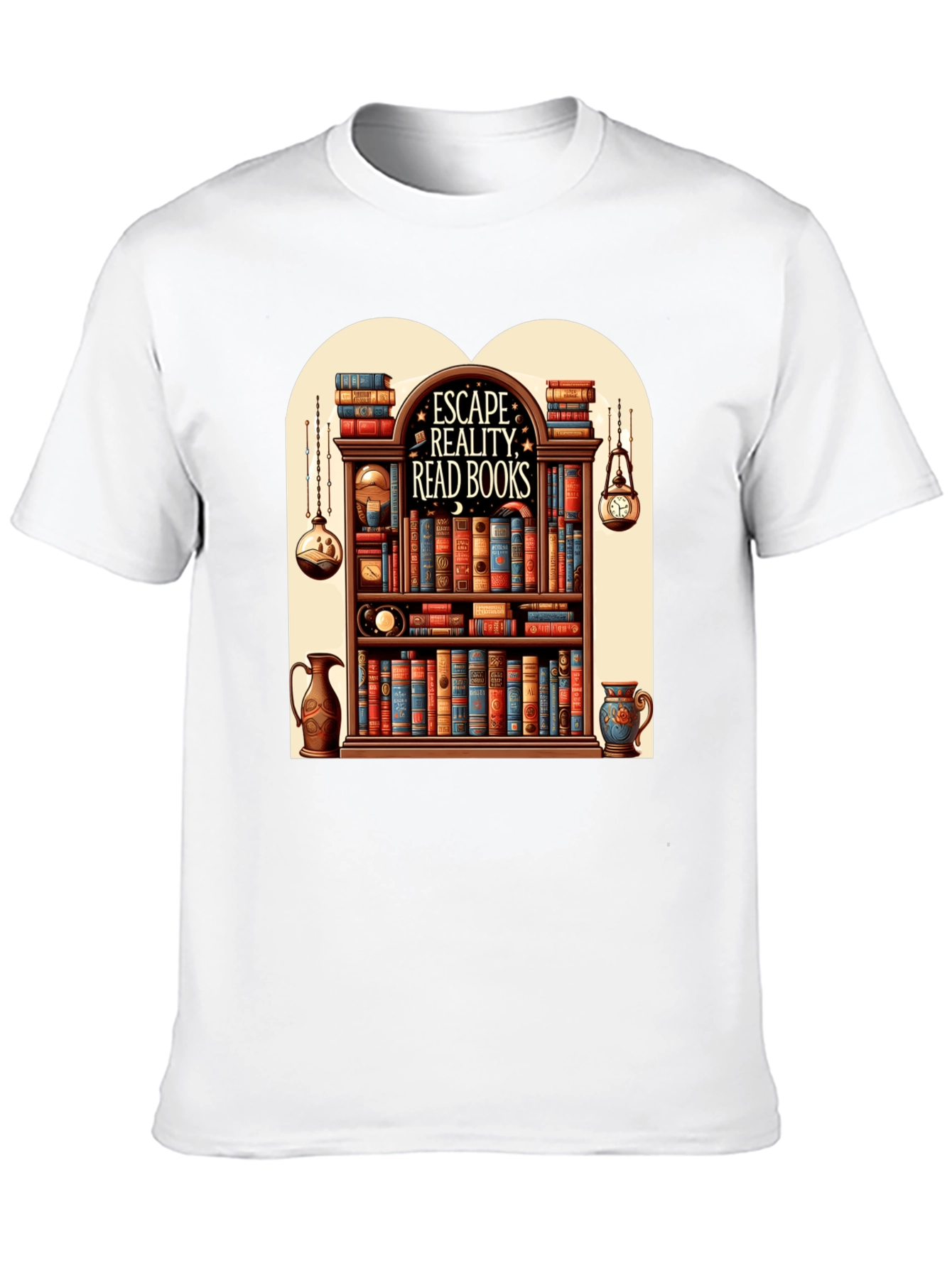 Escape Reality Bookshelf Graphic T-Shirt