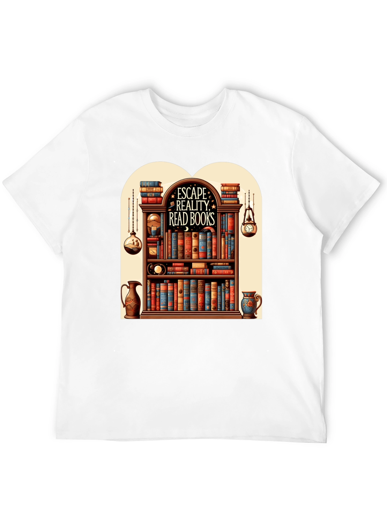 Escape Reality Bookshelf Graphic T-Shirt