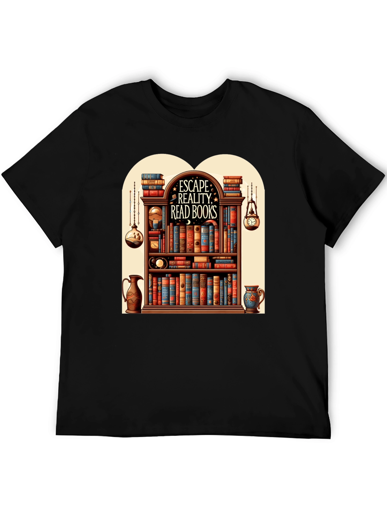 Escape Reality Bookshelf Graphic T-Shirt